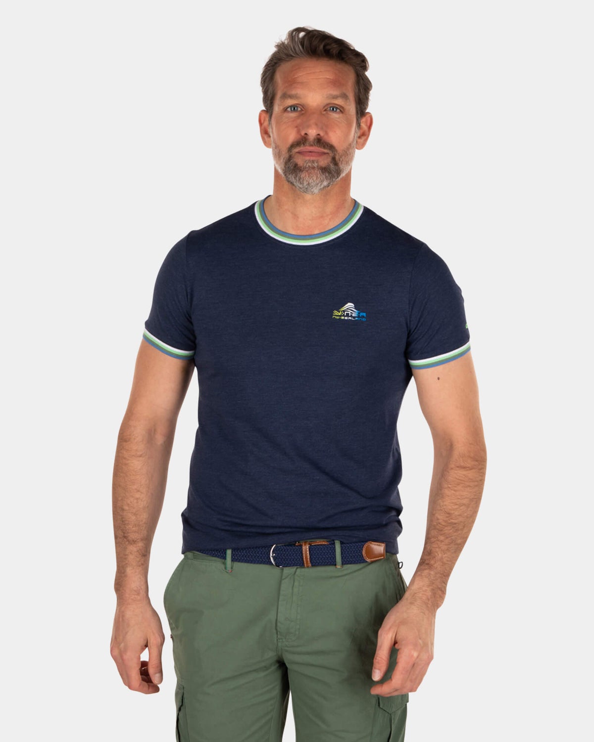 Katoenen polyester t-shirt met ronde hals - Key Navy