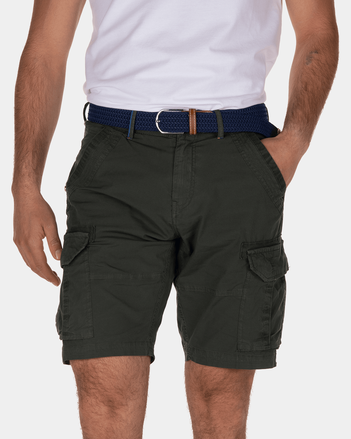 Ward Poplin korte cargo broek - Duck Green