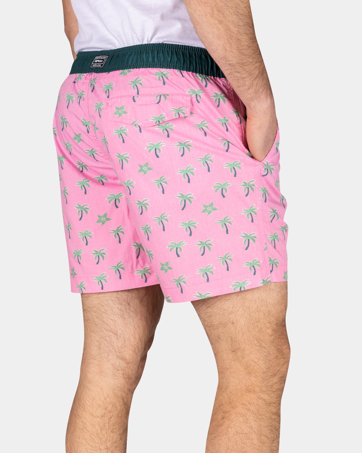 Swimming trunks with palm trees - Bright Pink