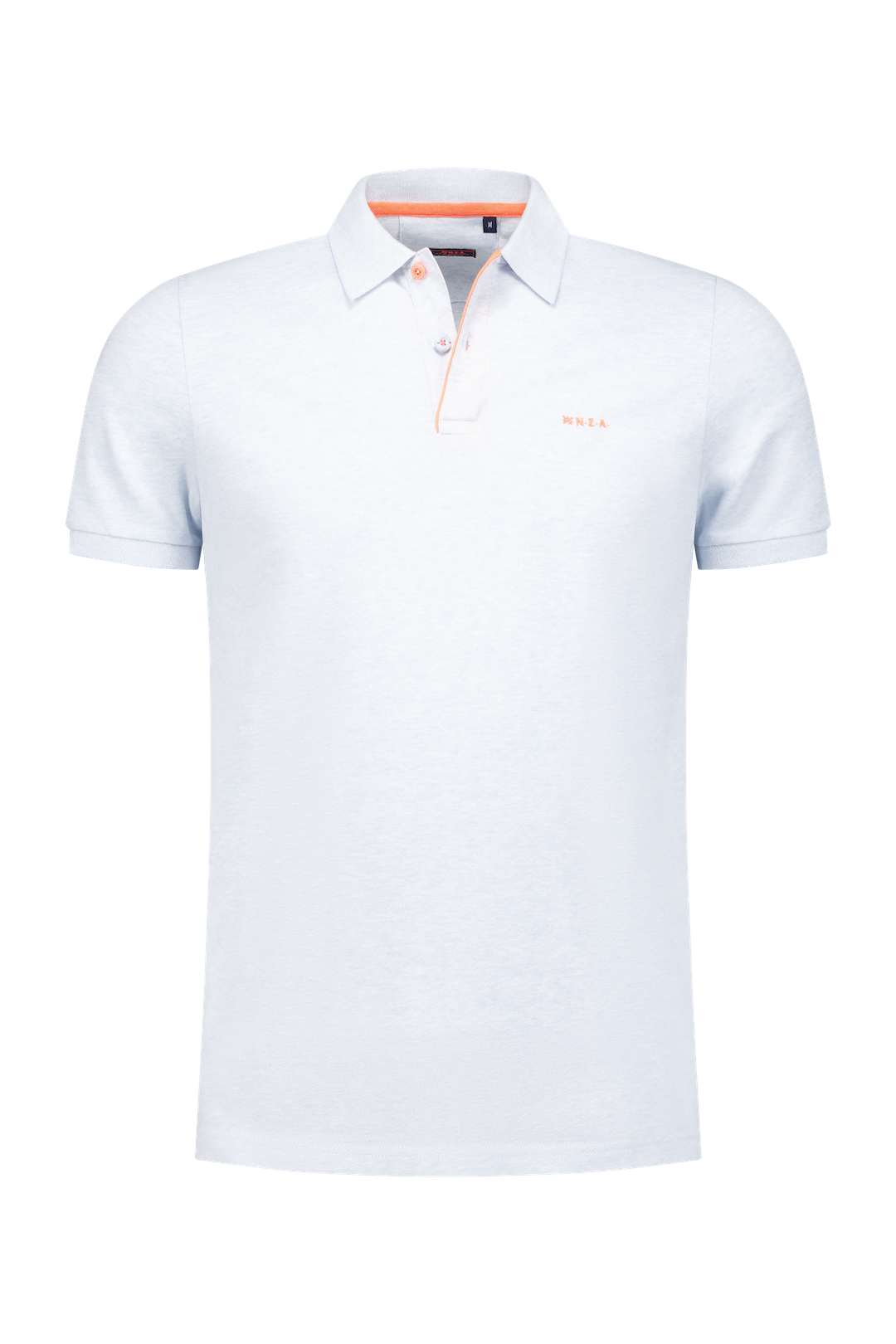 Plain polo made of cotton and linen - Light Sky