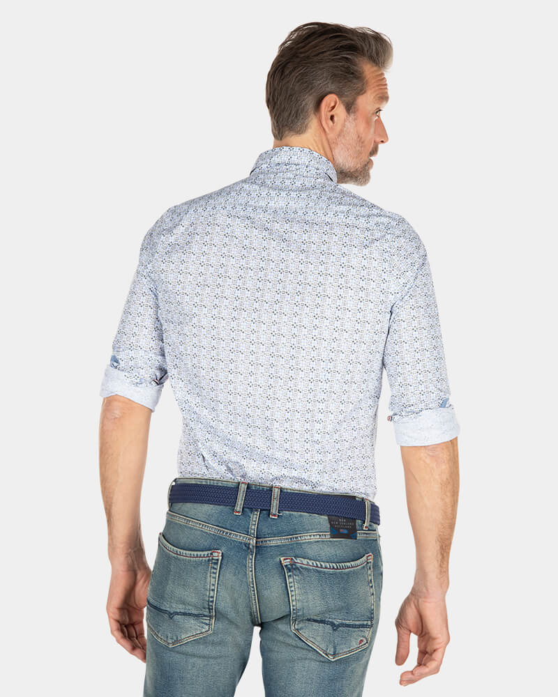 Chemise bleue avec imprimé - Ecru Multicolour