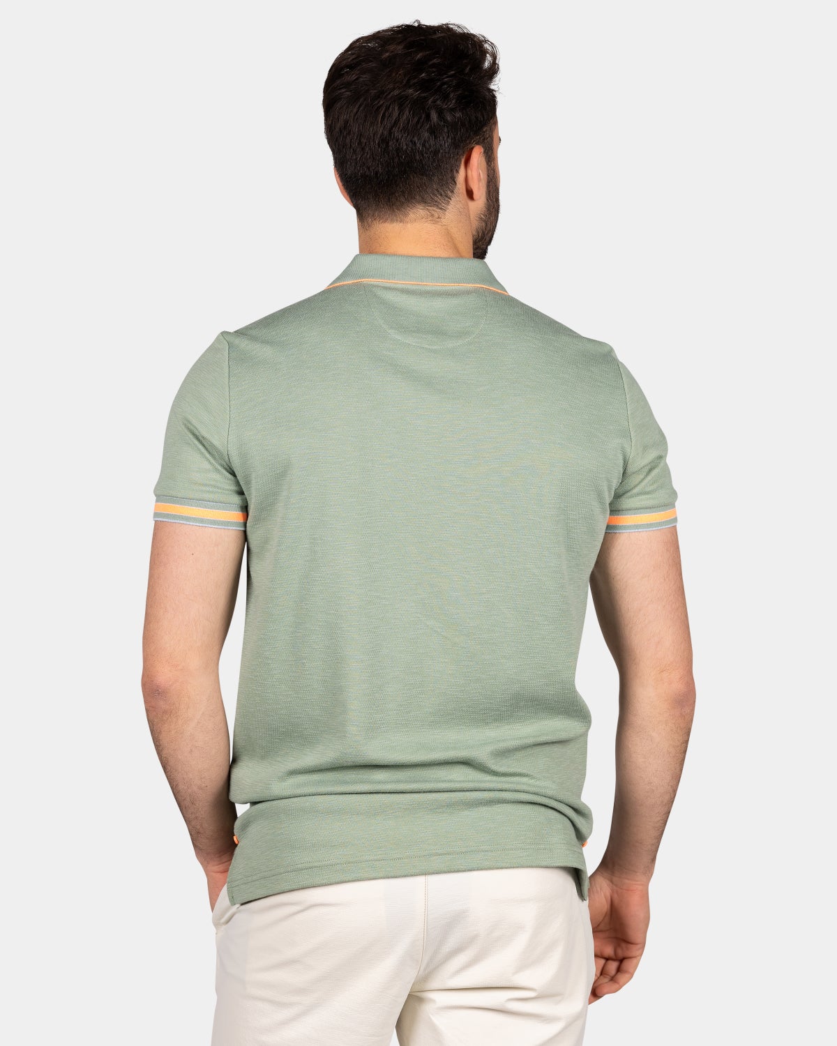 Effen polo van katoen en polyester - Soft Olive