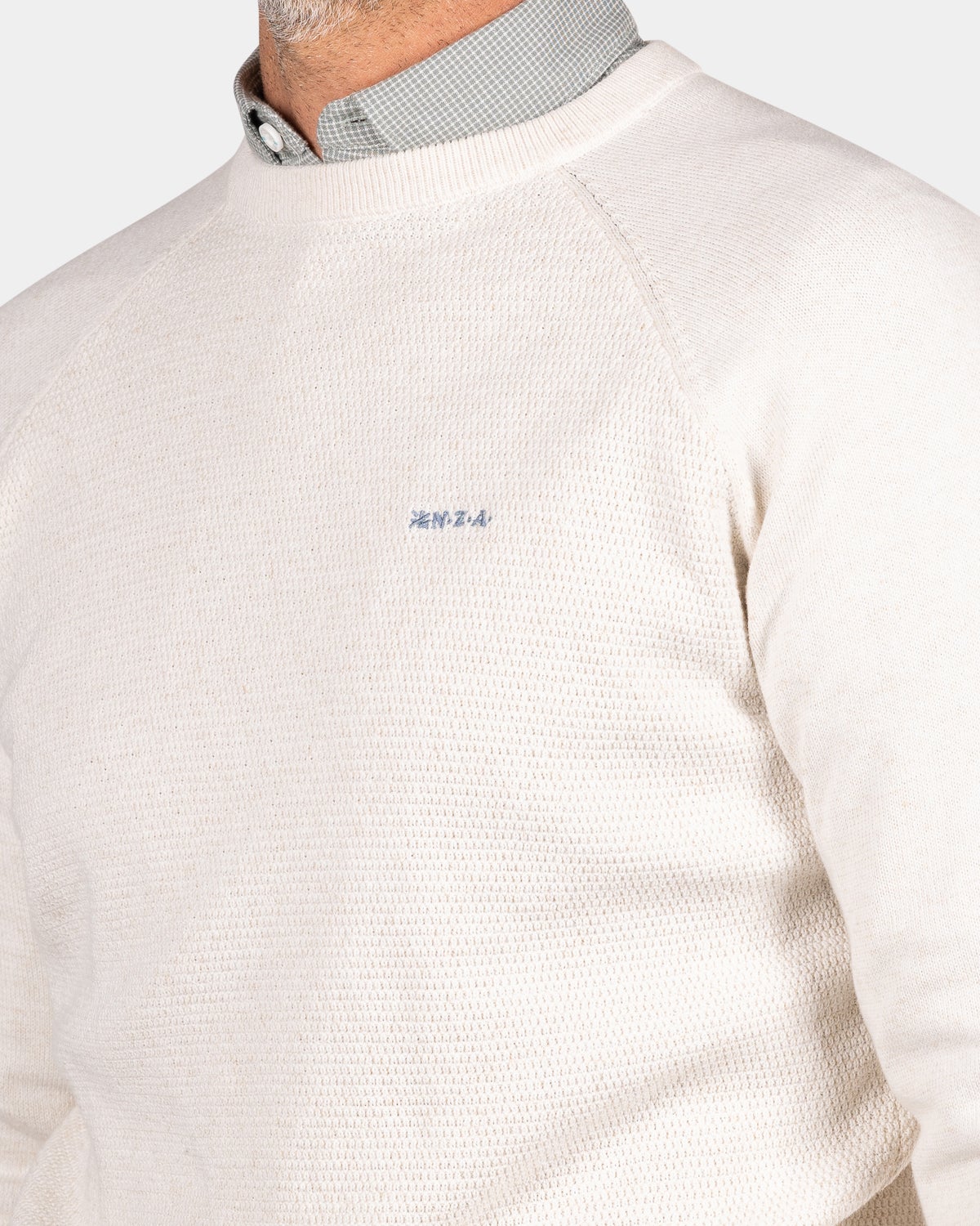 White crew neck pullover - Oat Sand