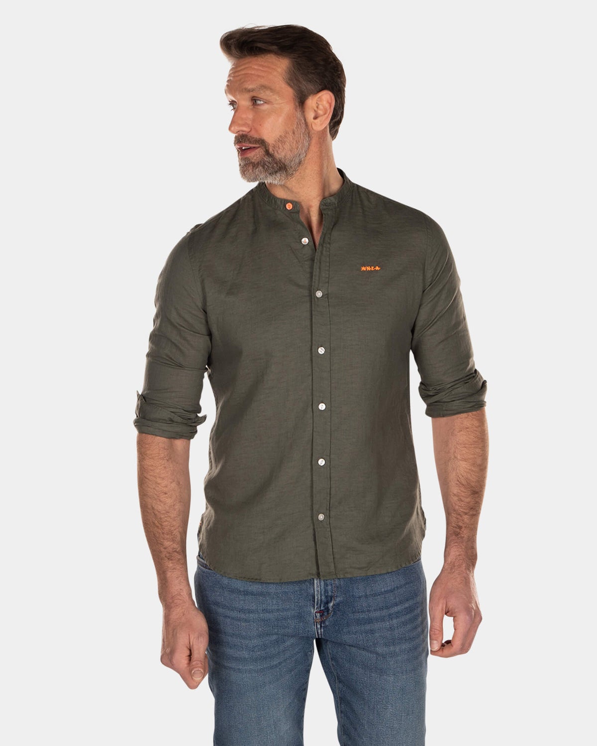 Chemise unie sans col à manches longues - High Summer Army