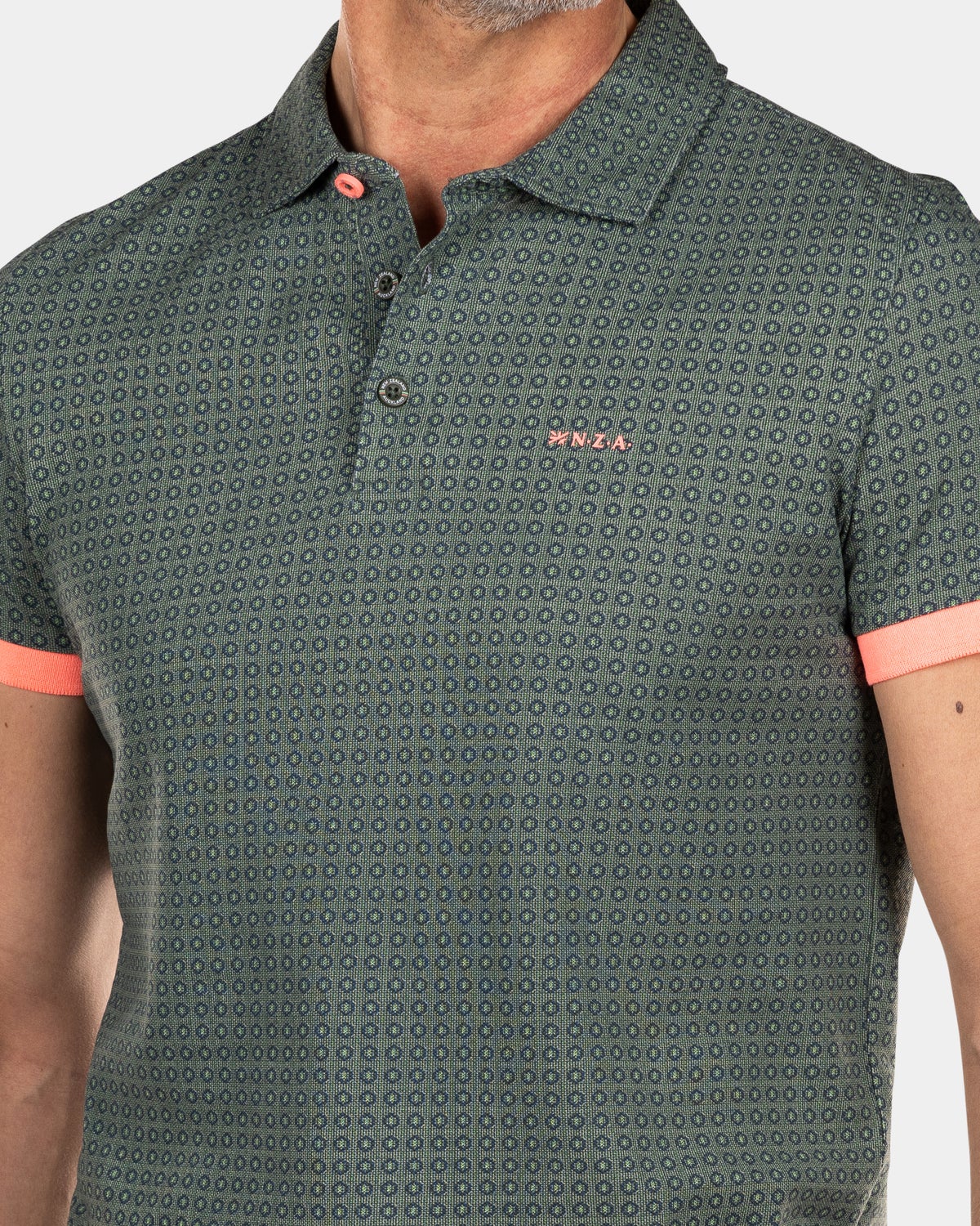 Cotton poloshirt with dots - Chalk Green