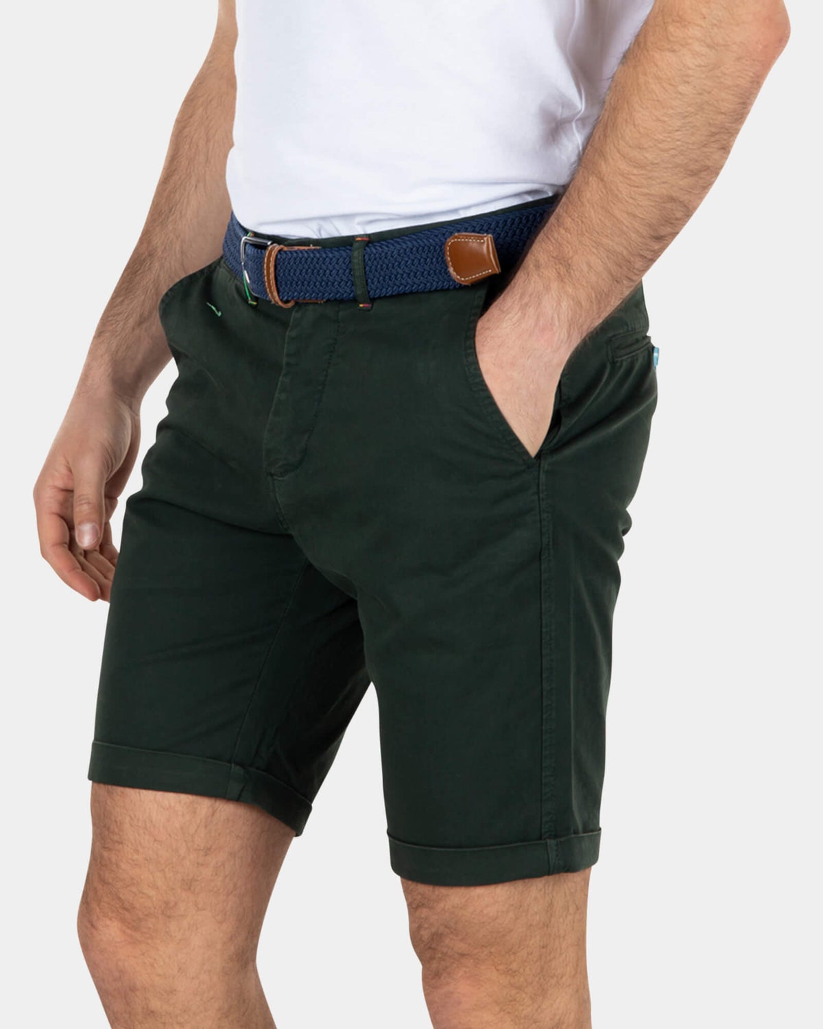 Shorts chinos de algodón elástico - Dark Pine