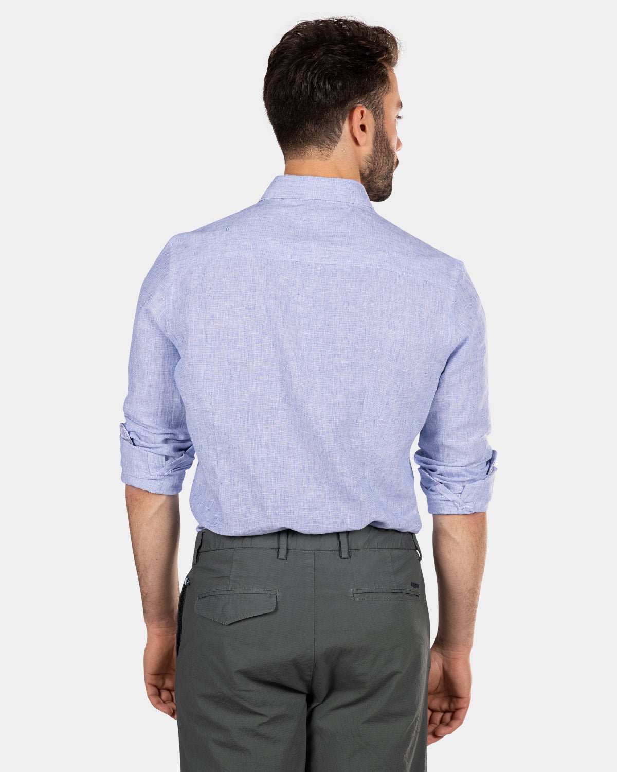 Camisa lisa de lino con manga larga - Dusk Navy