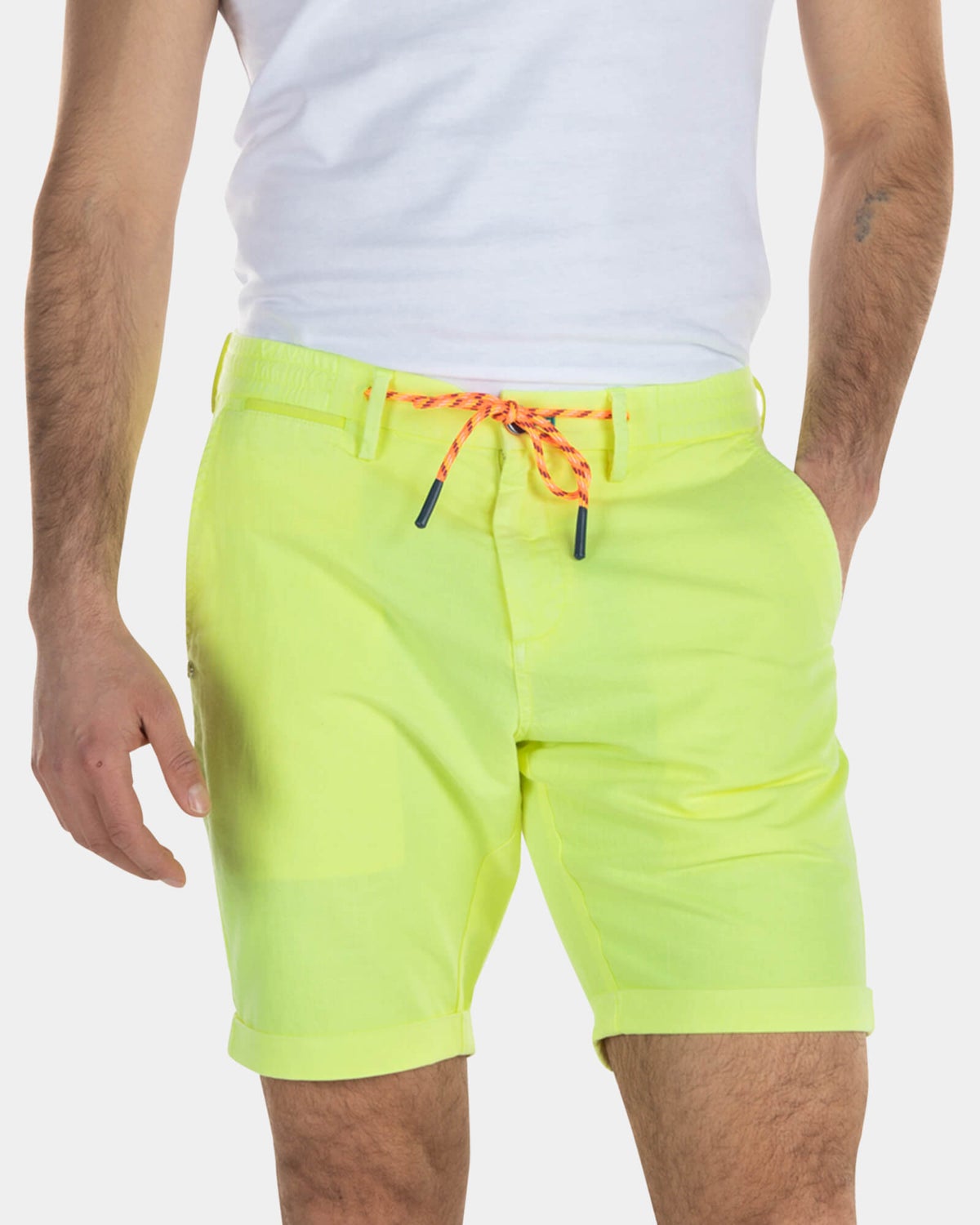 Korte chino van linnen - High Summer Yellow