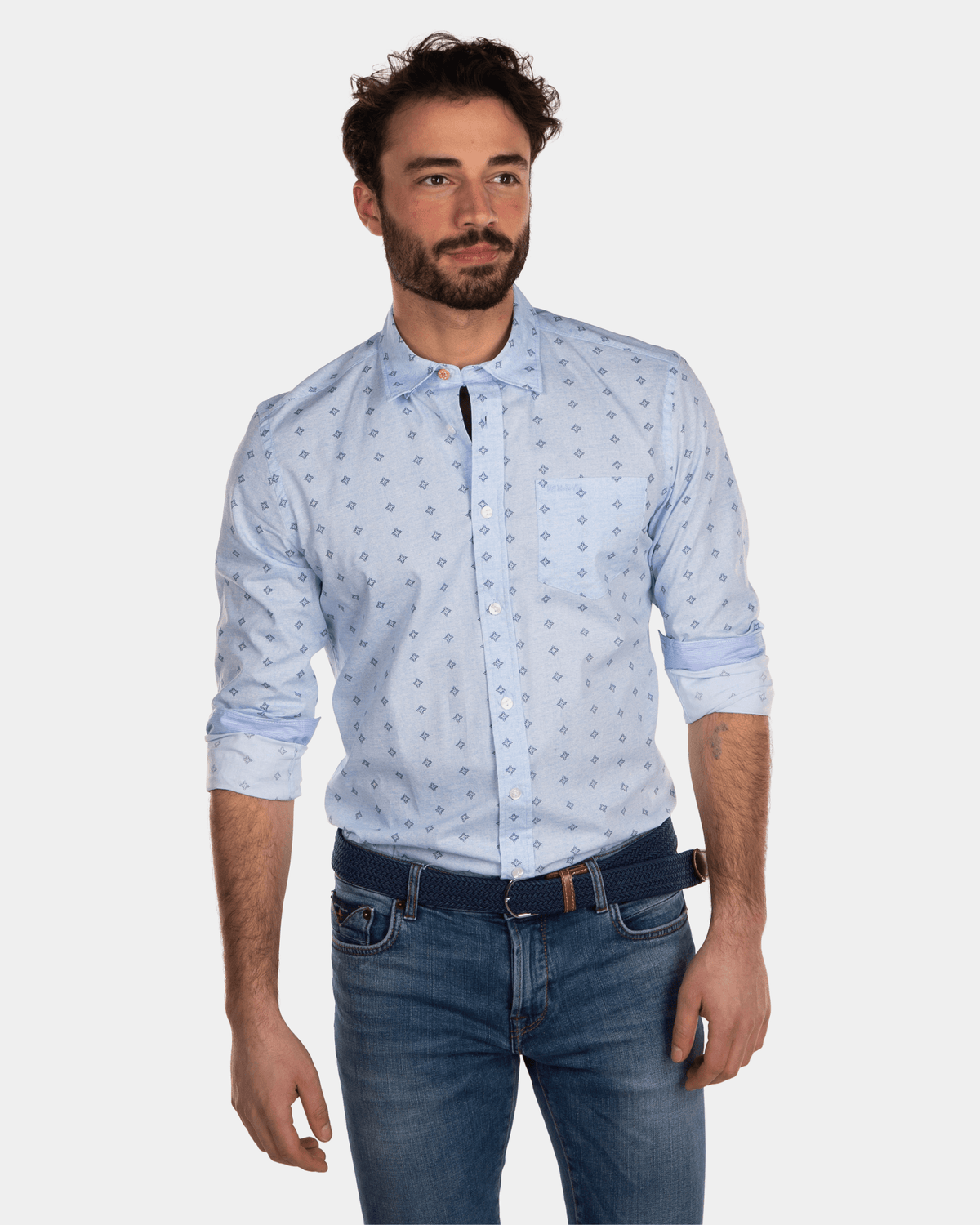 Camisa Algodón Lunares Celeste - Bright Sky