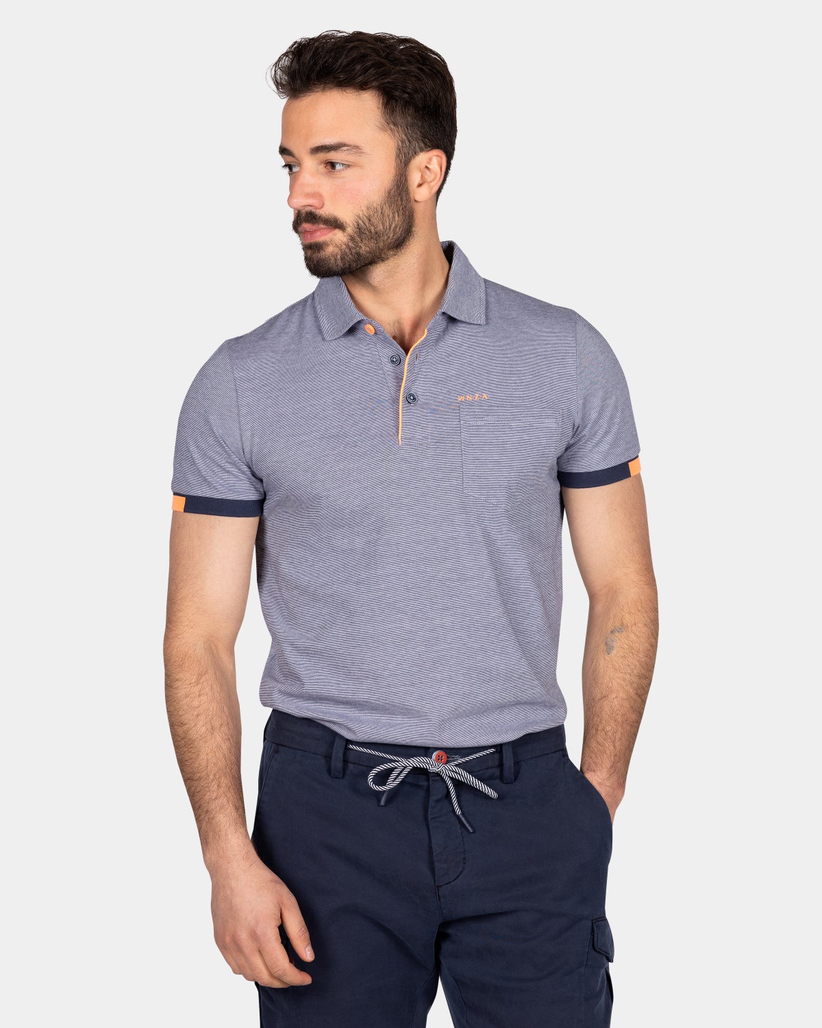 Plain cotton jersey polo - Ocean Navy