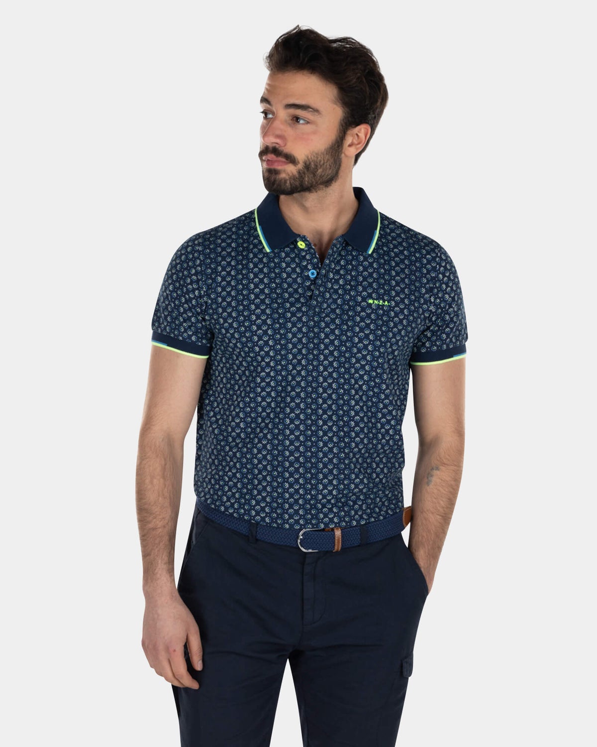 Katoenen polo met stippen - High Summer Navy