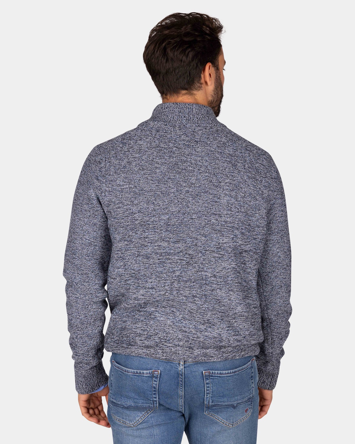 Navy gebreide pullover met halve rits - Winter Navy