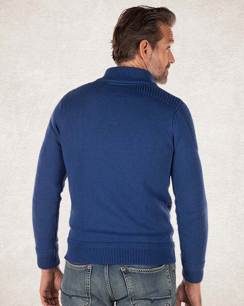Half buttoned knitted pullover - Bright Water Blue