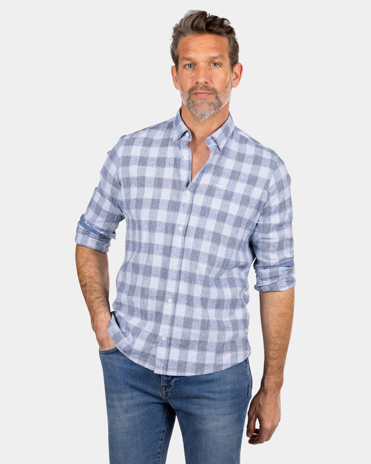 Blue checkered shirt - Phantom Blue