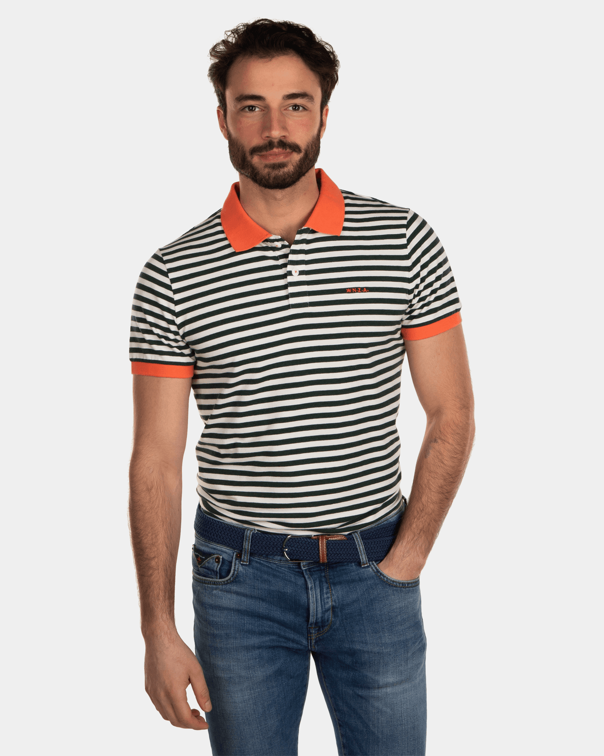 Polo en coton rayé - Dark Pine