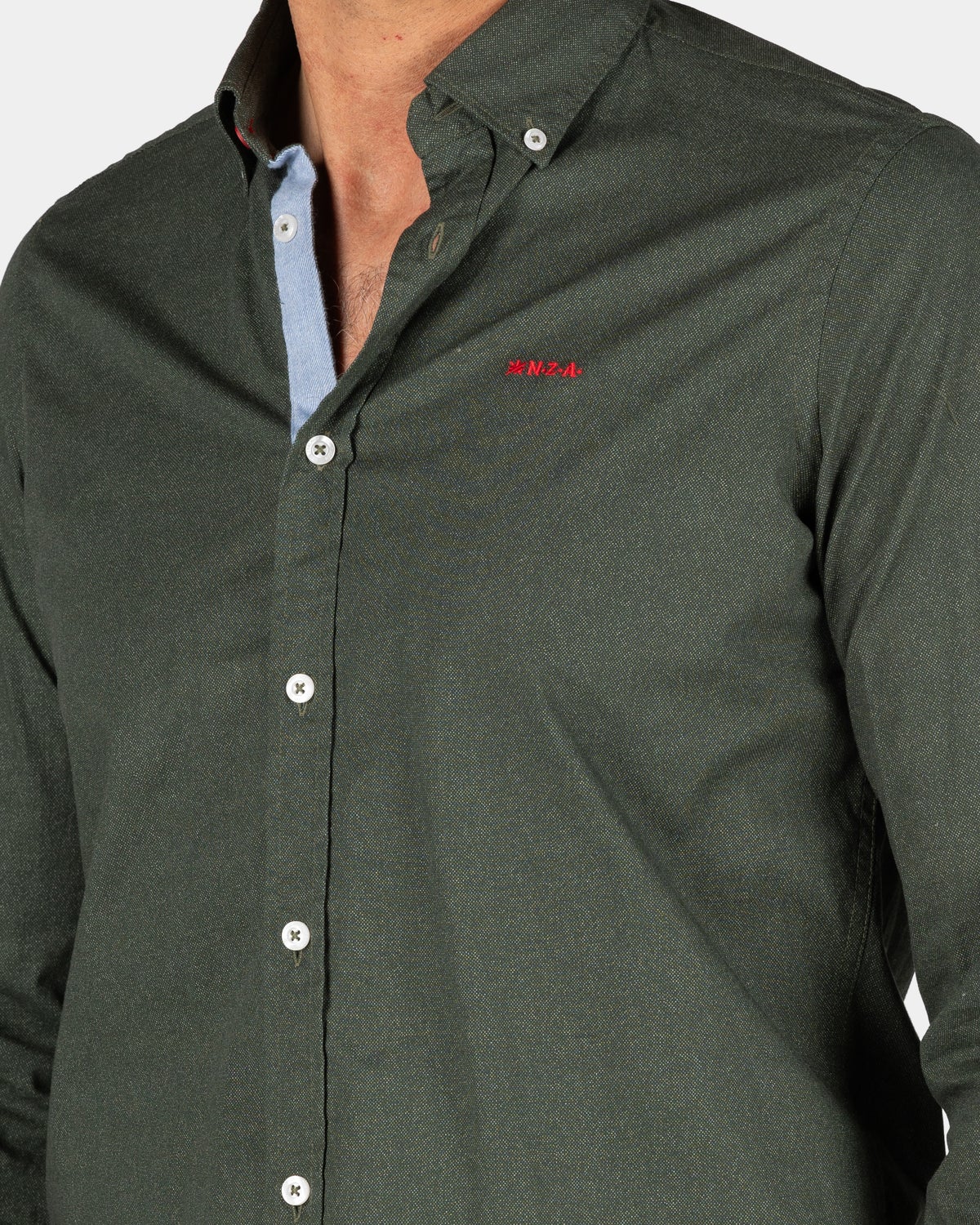 Chemise en coton vert foncé avec stretch - Gravel Green