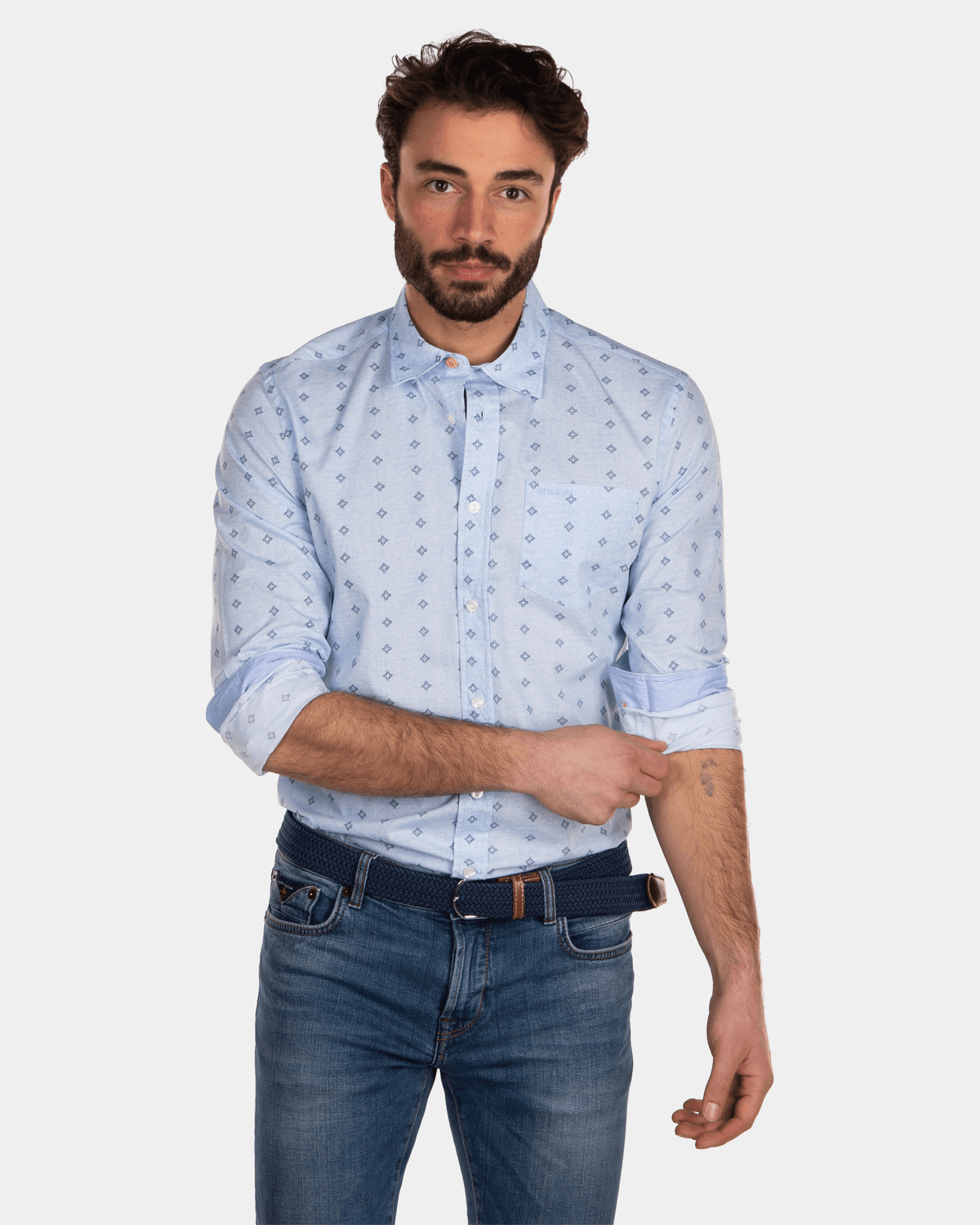 Camisa Algodón Lunares Celeste - Bright Sky