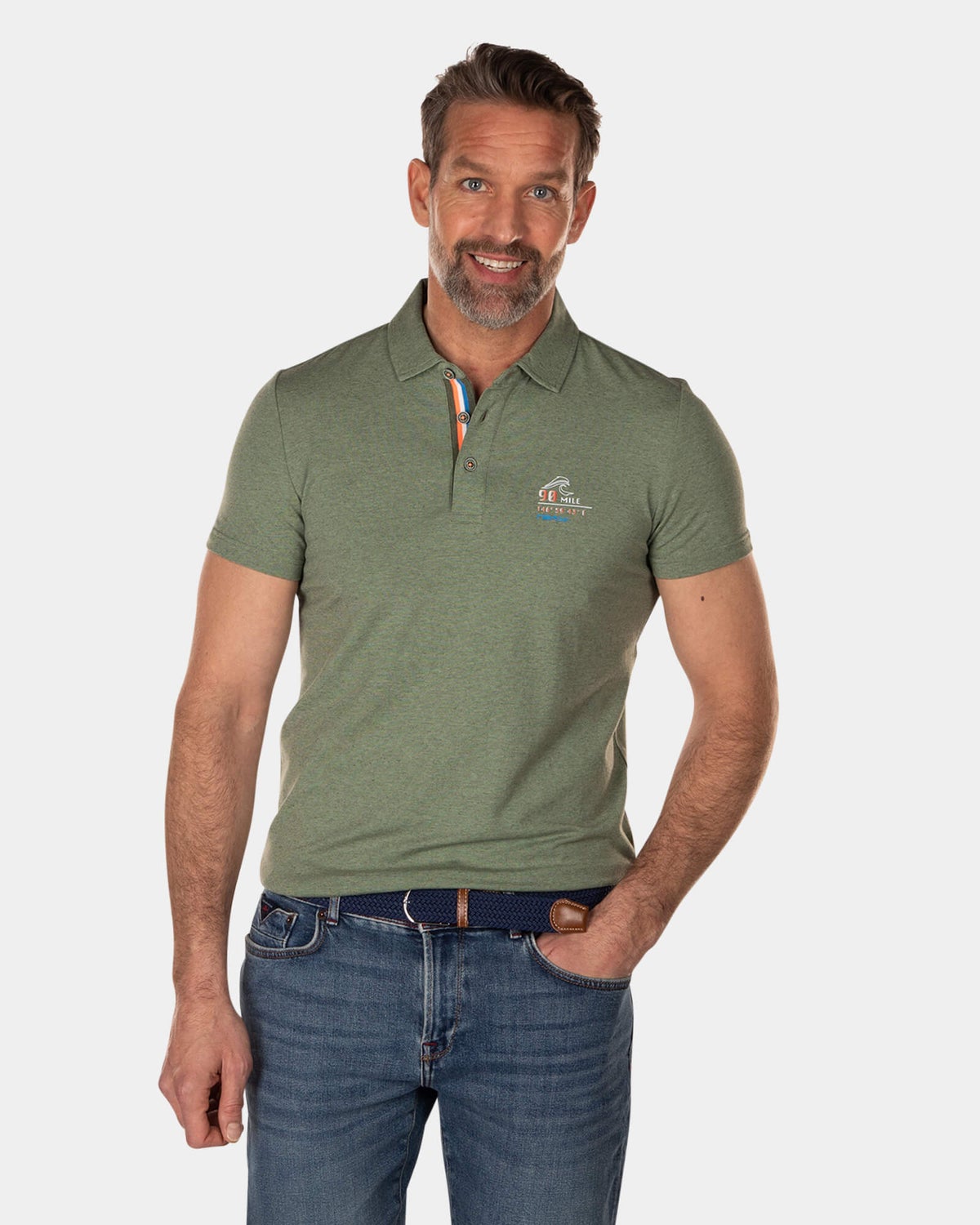 Einfarbiges Poloshirt aus Modal und Baumwolle - High Summer Army