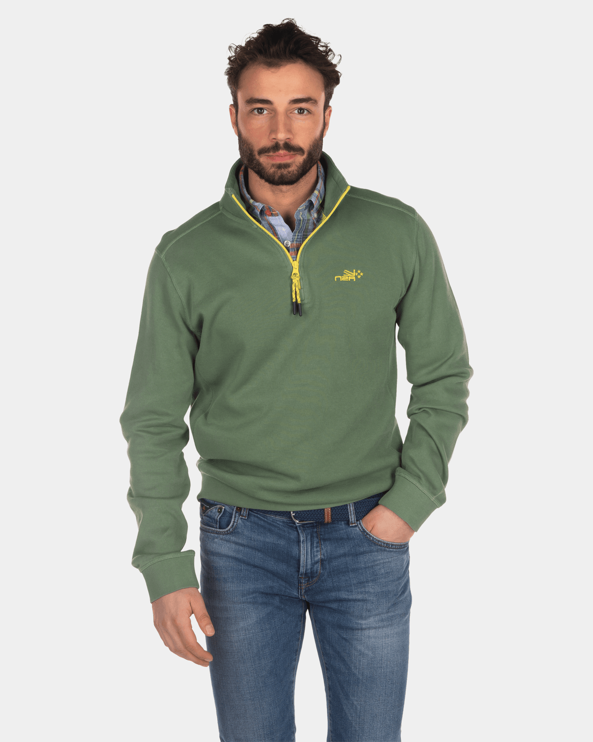 Katoenen sweater met halve rits - Active Army