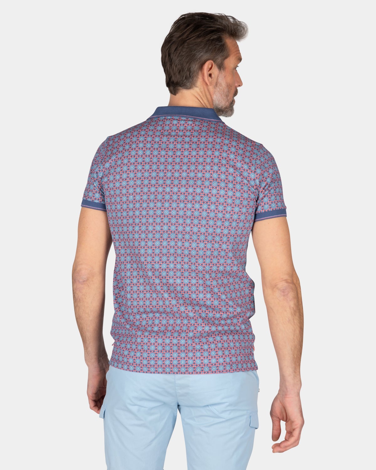 Katoenen polo met print - Dusk Navy