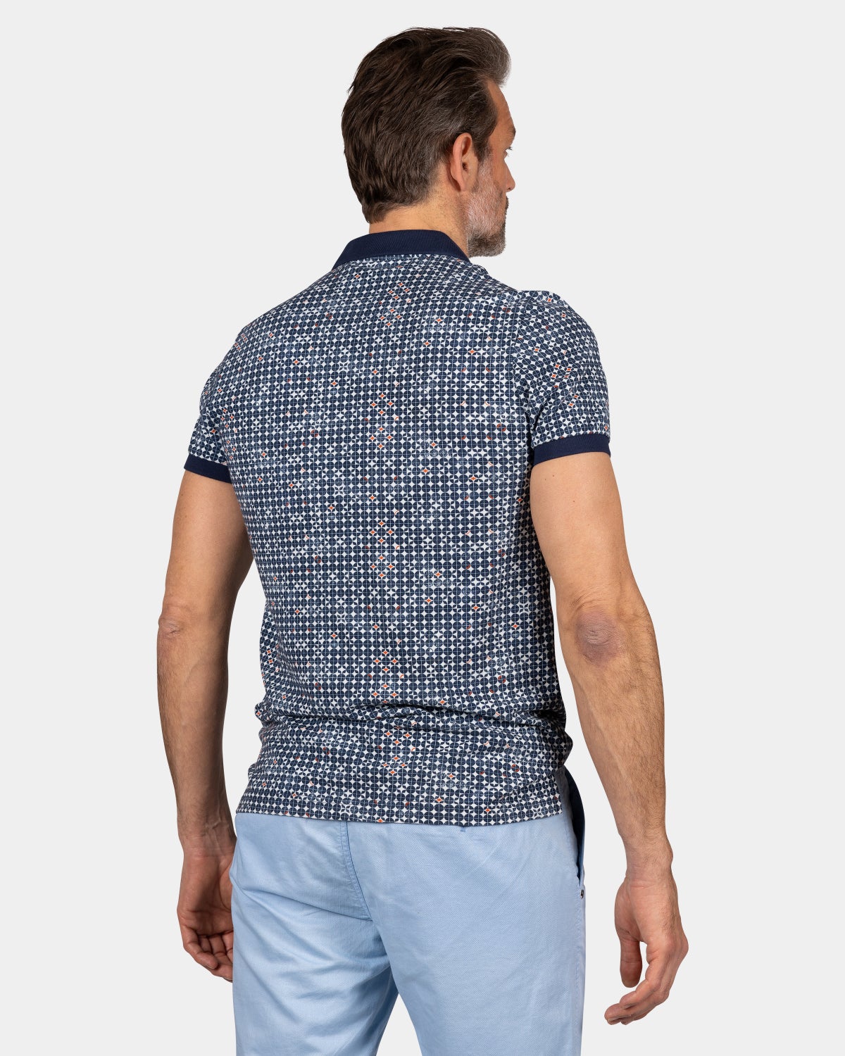 Polo en coton ﾈ imprimﾎ graphique - Ocean Navy