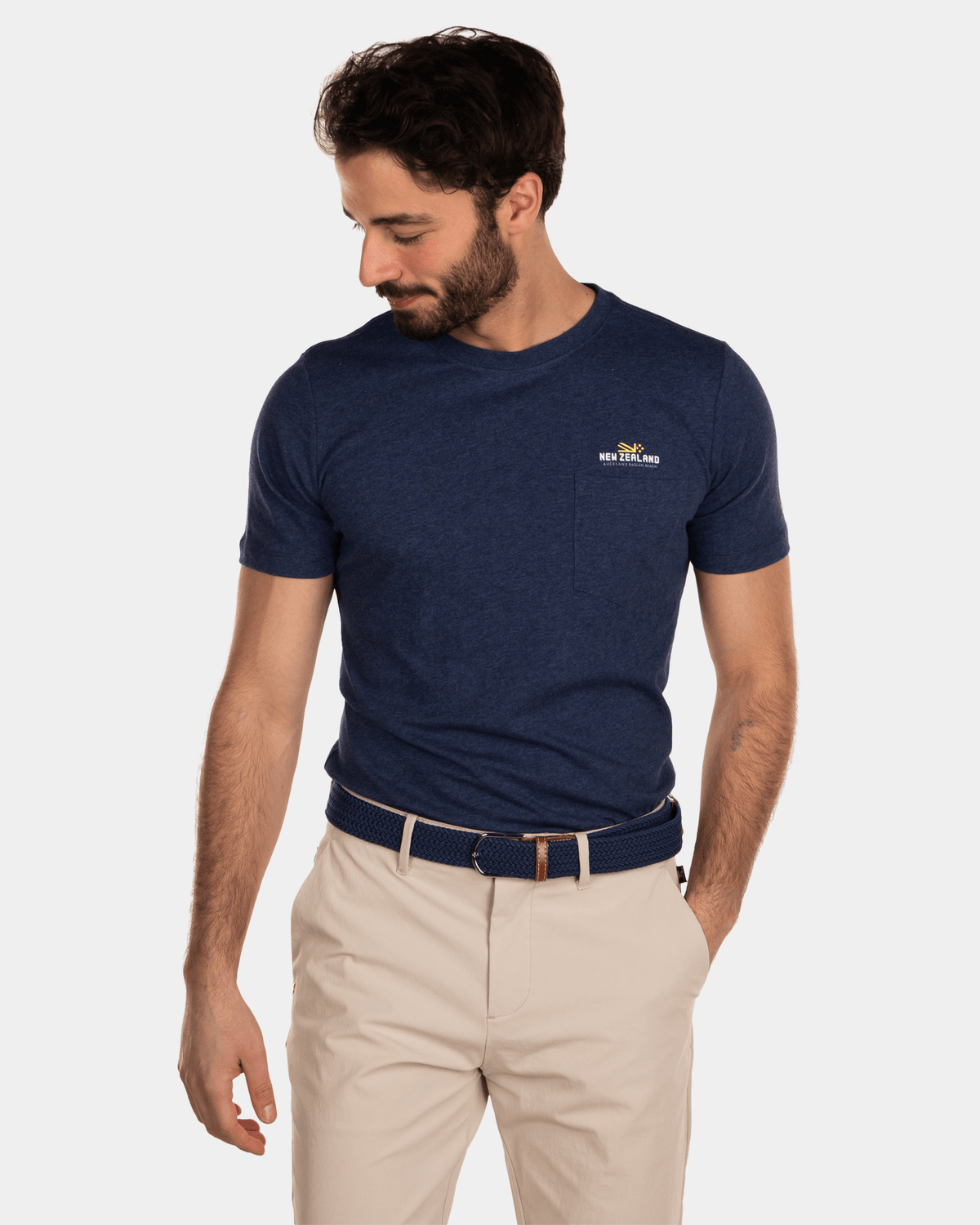 Baumwoll-T-Shirt mit Aufdruck - Key Navy