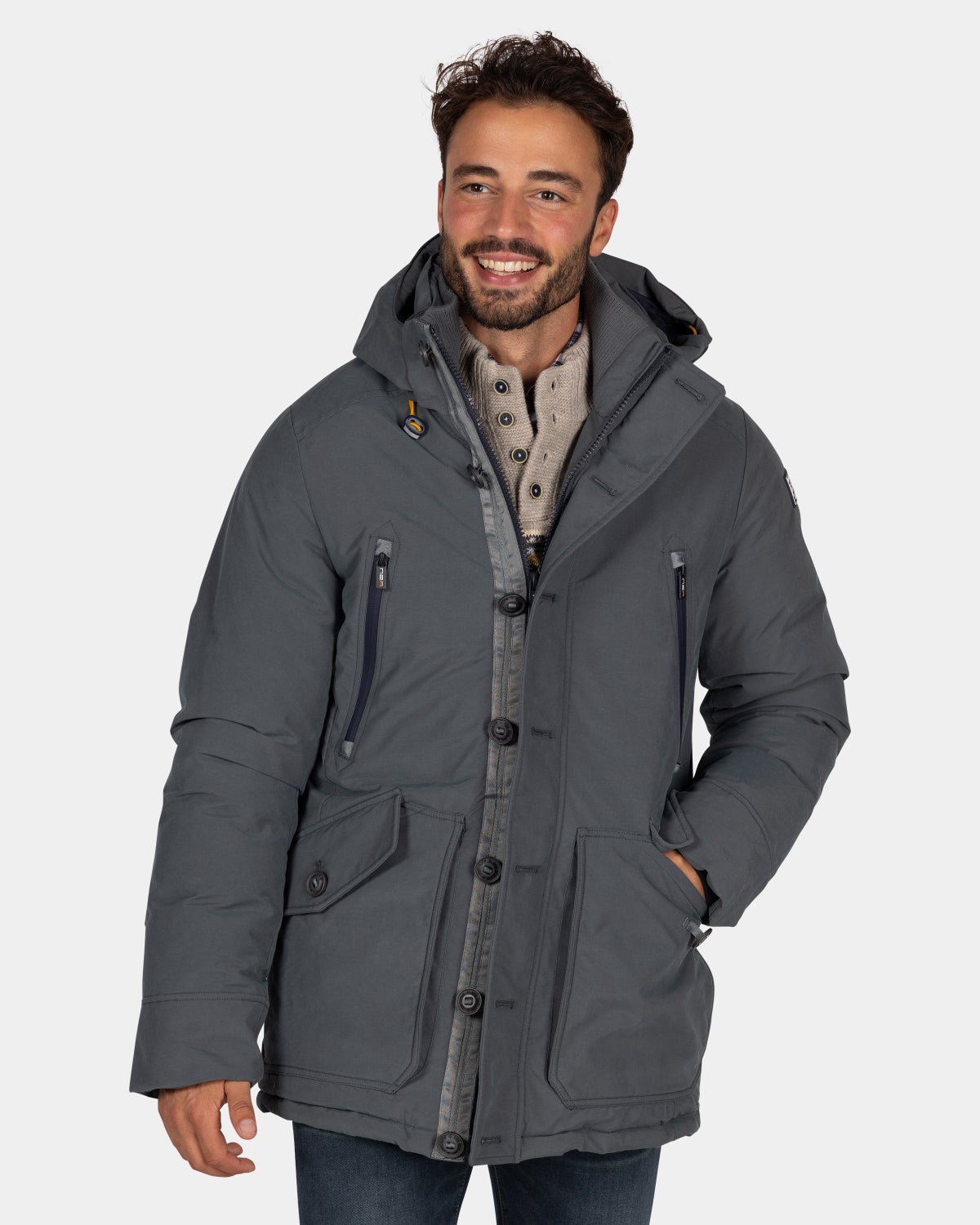 Parka de lona de color gris - Ash Grey