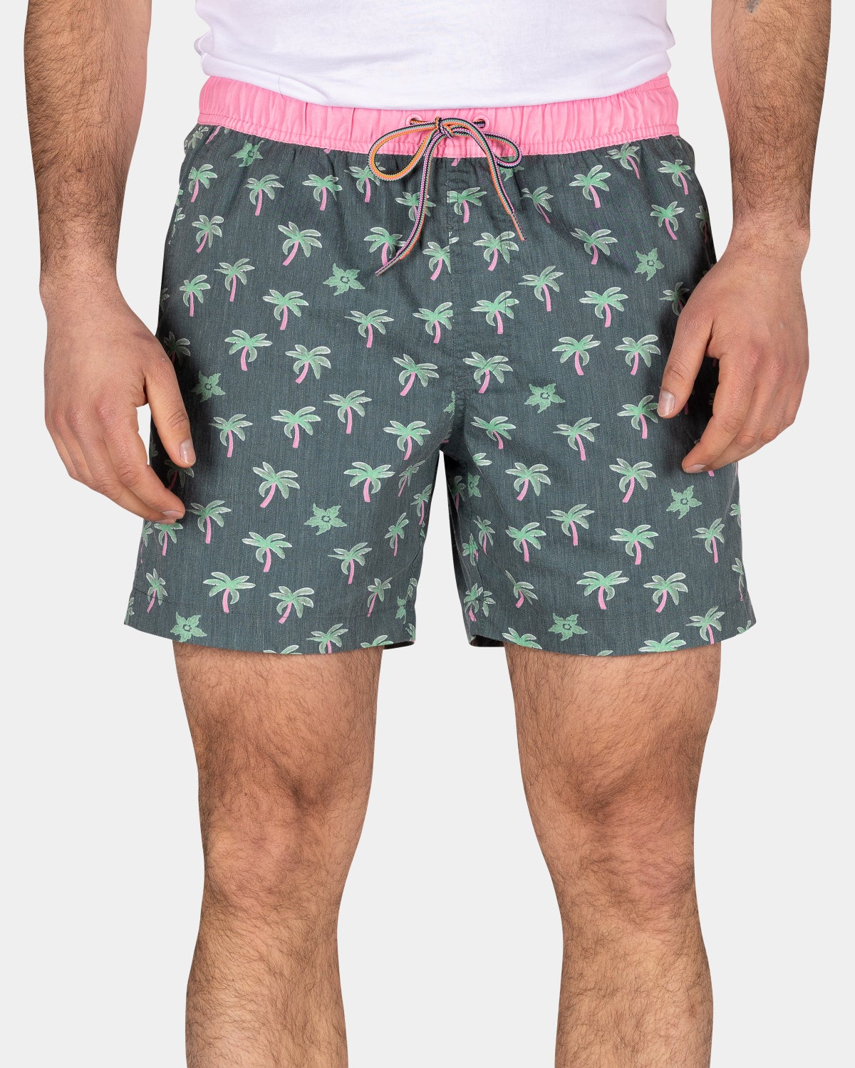 Swimming trunks with palm trees - Classic Green