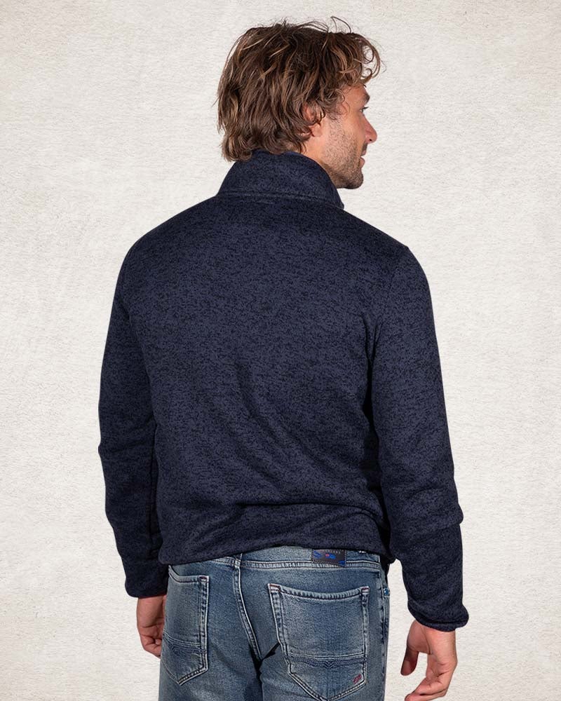 Sweater met halve knoopssluiting - Pitch Navy