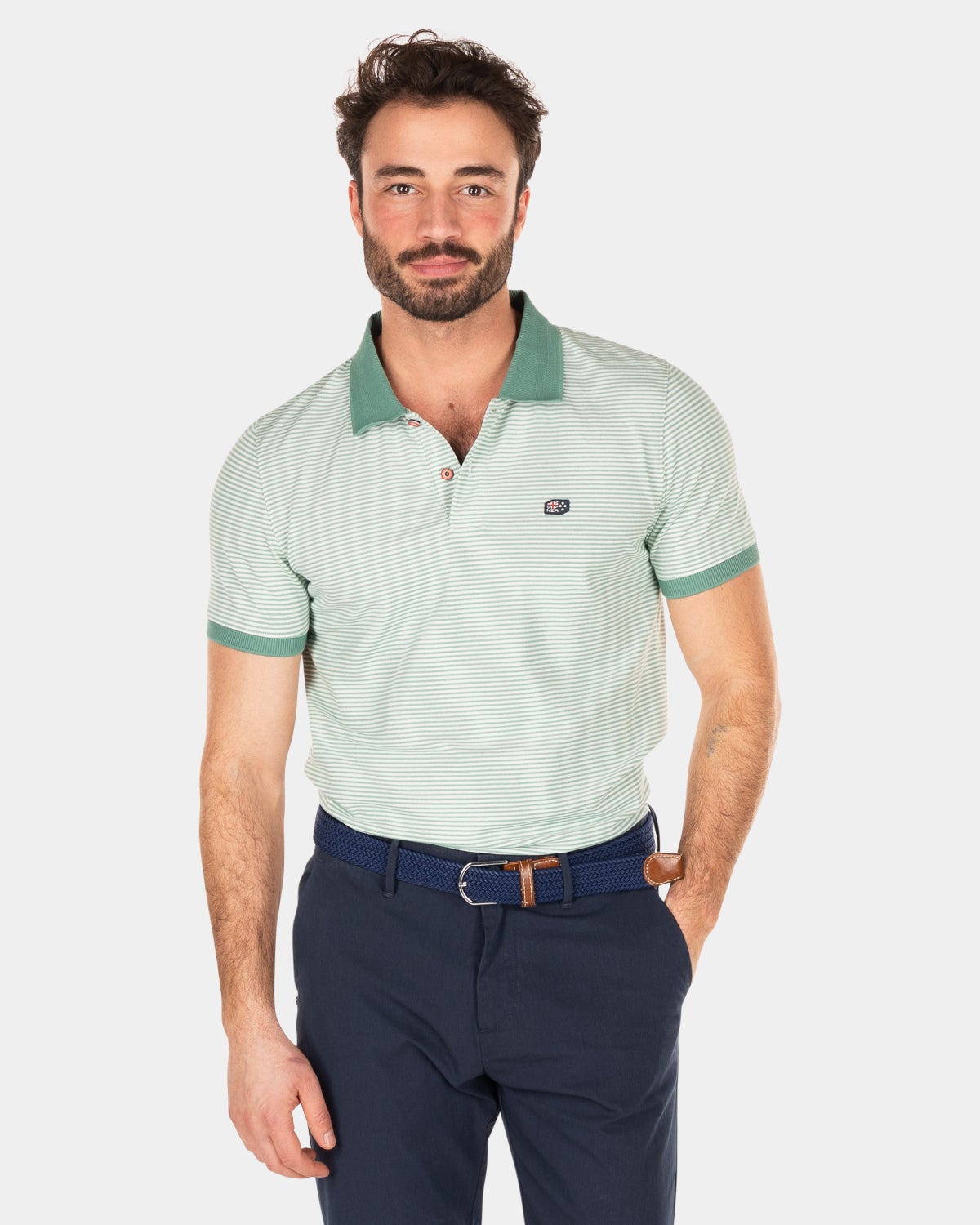 Stretch-Polo mit kurzen Ärmeln - Amazon Green