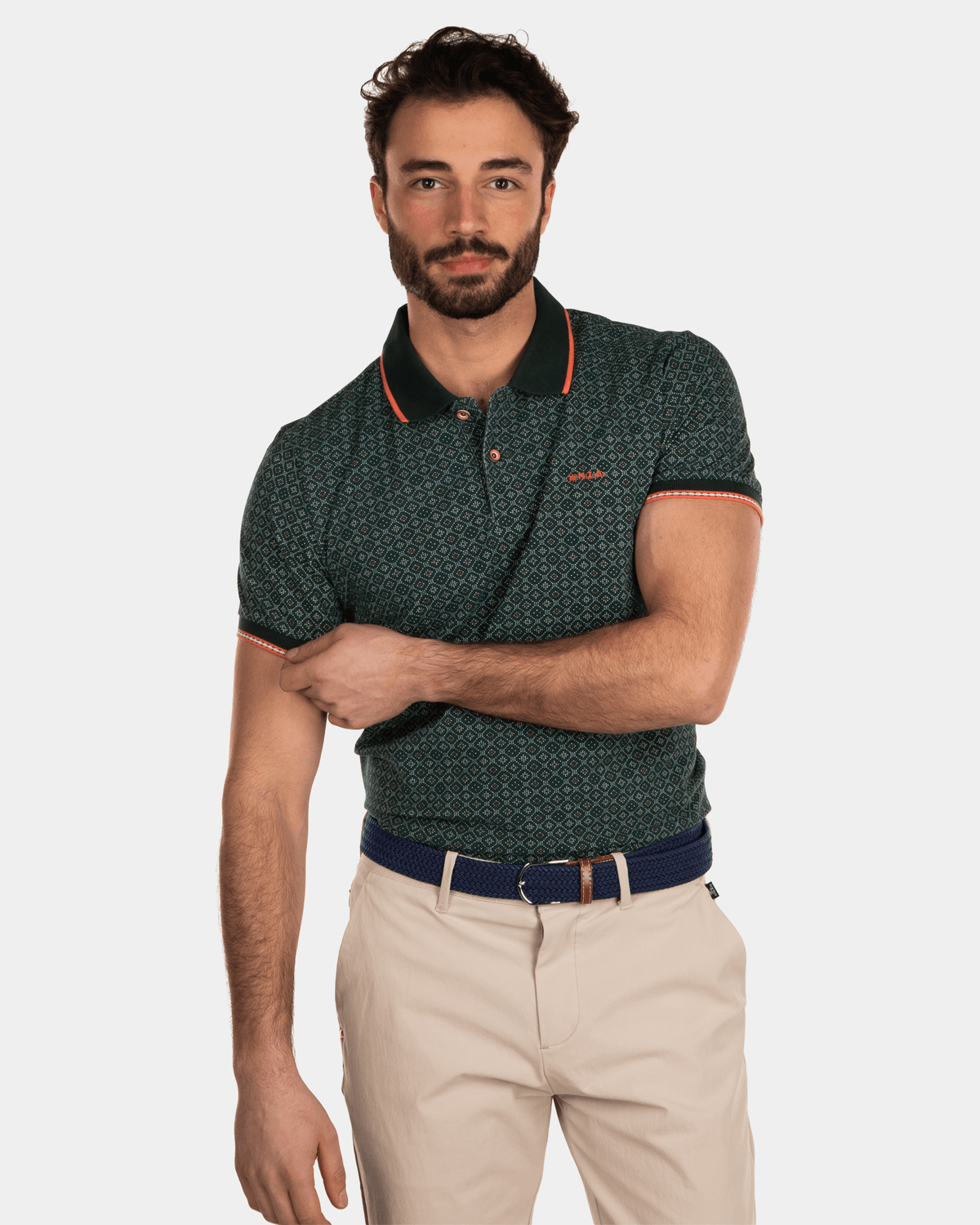 Gepunktetes Poloshirt - Dark Pine