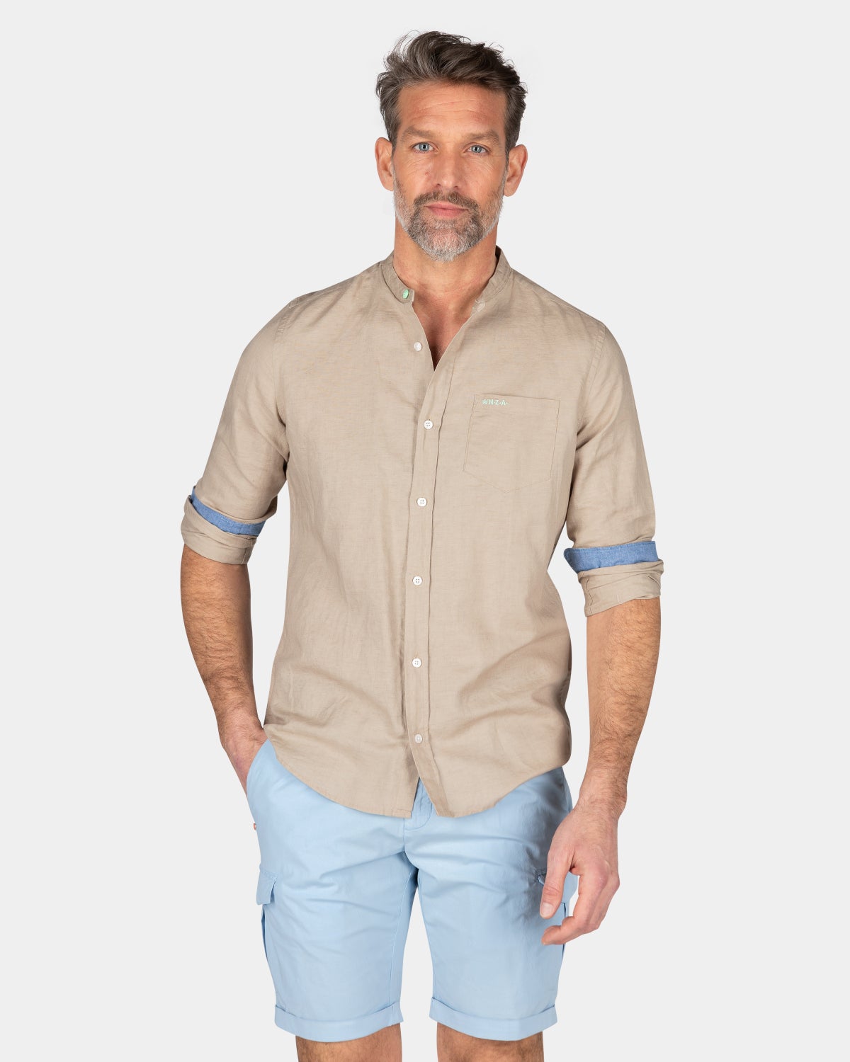 Chemise unie sans col - Shimmering Sand