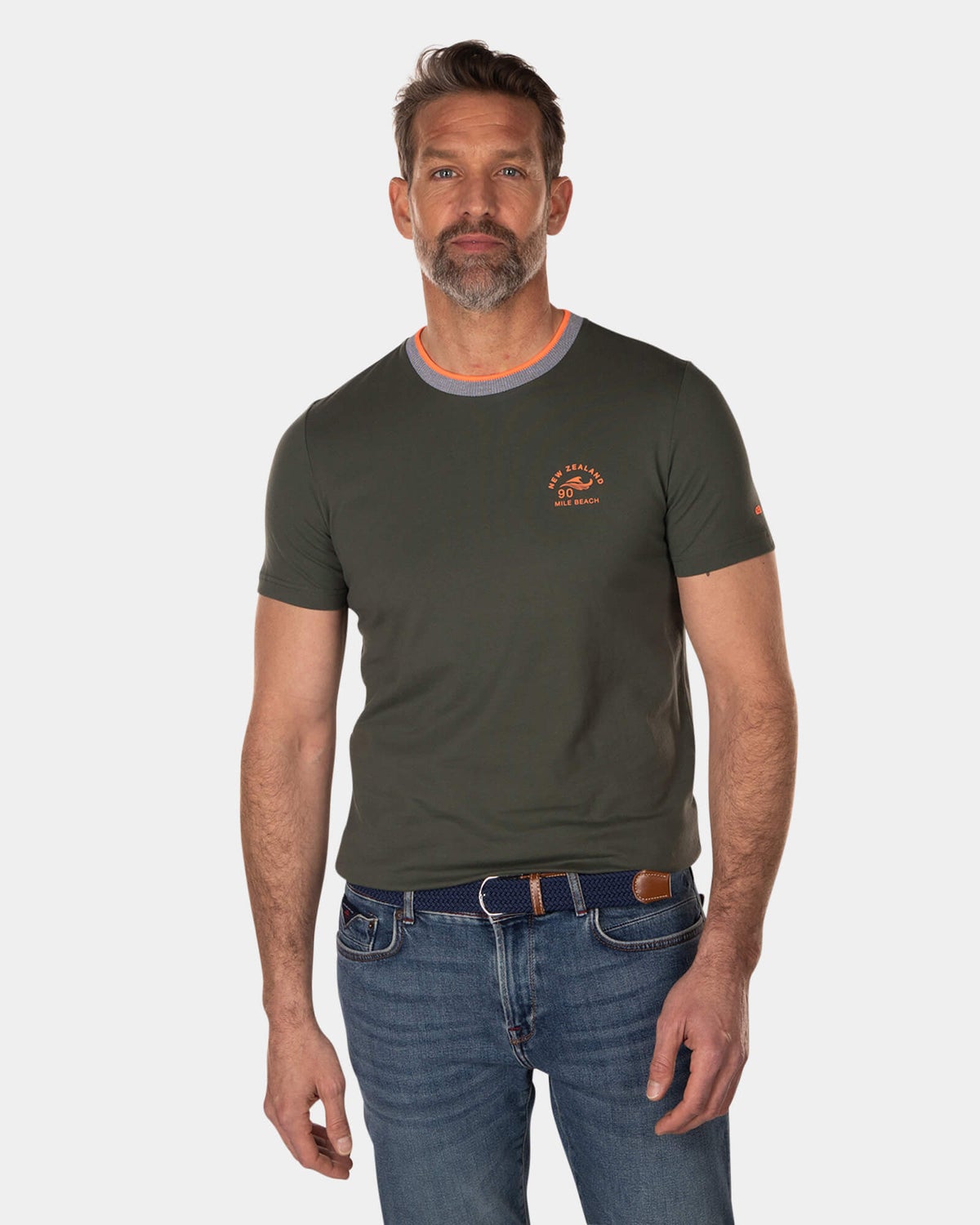 T-shirt en coton uni à col rond - High Summer Army