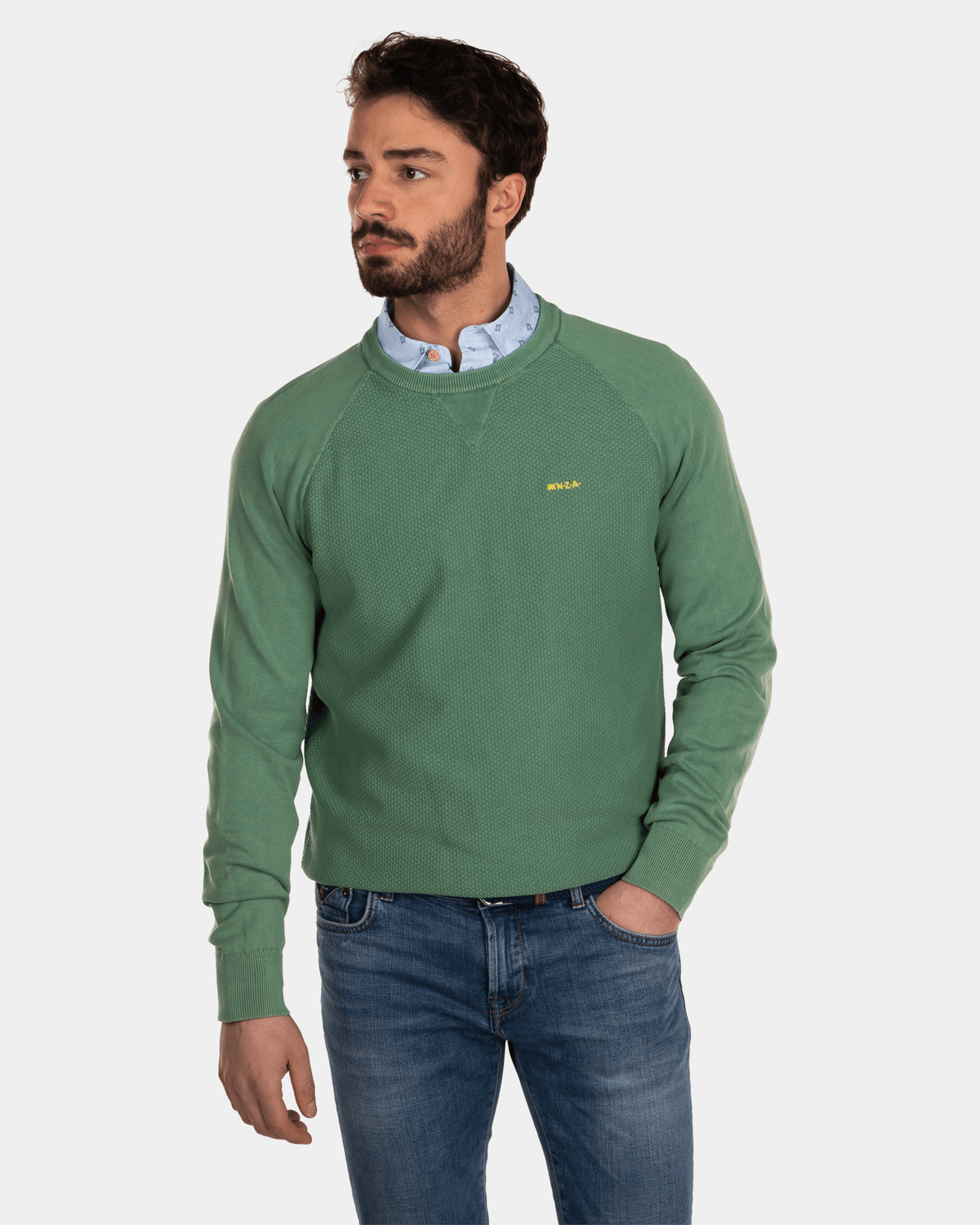 Jersey de cuello redondo de algodón verde - Active Army