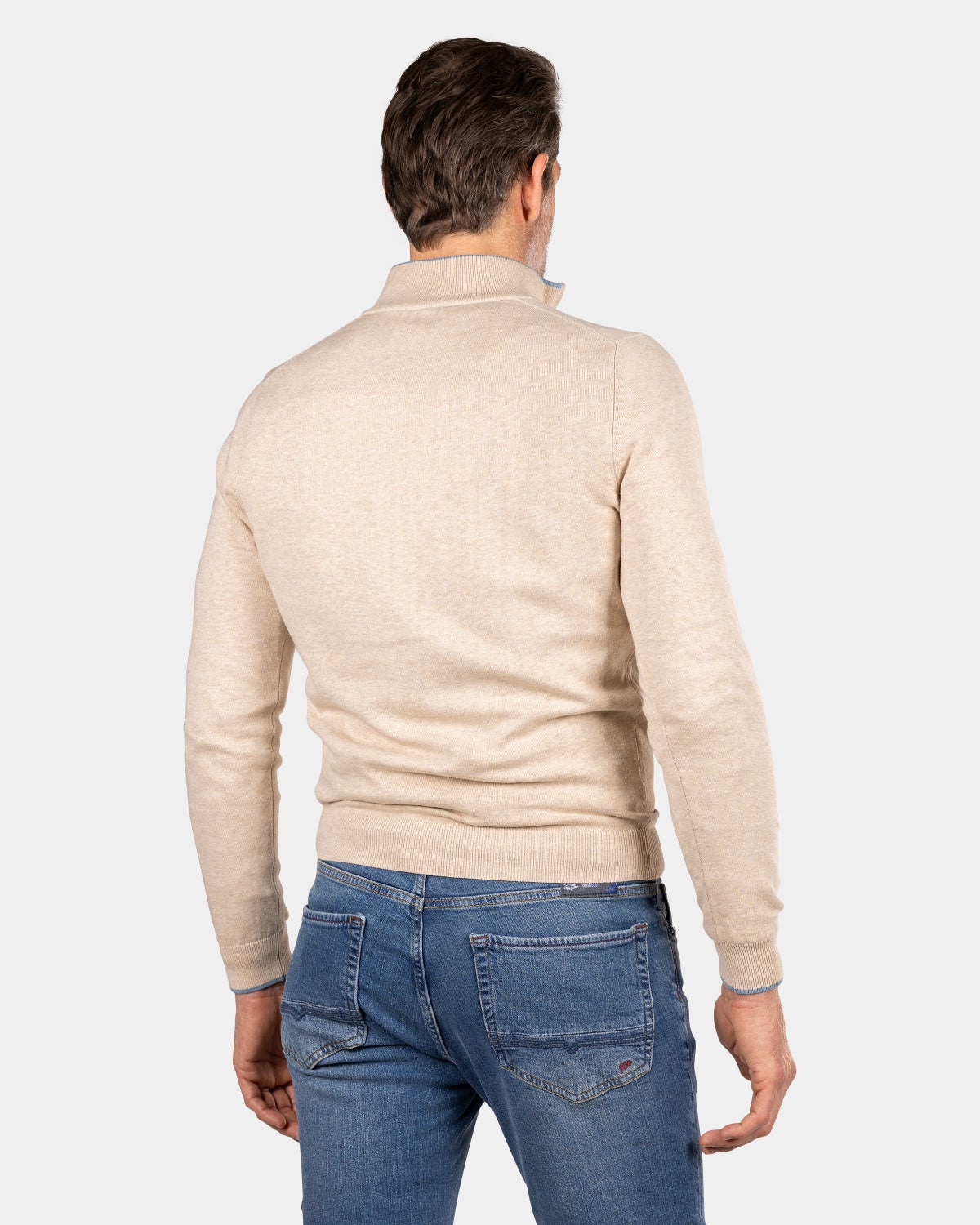 Beige half zip pullover - Oat Sand