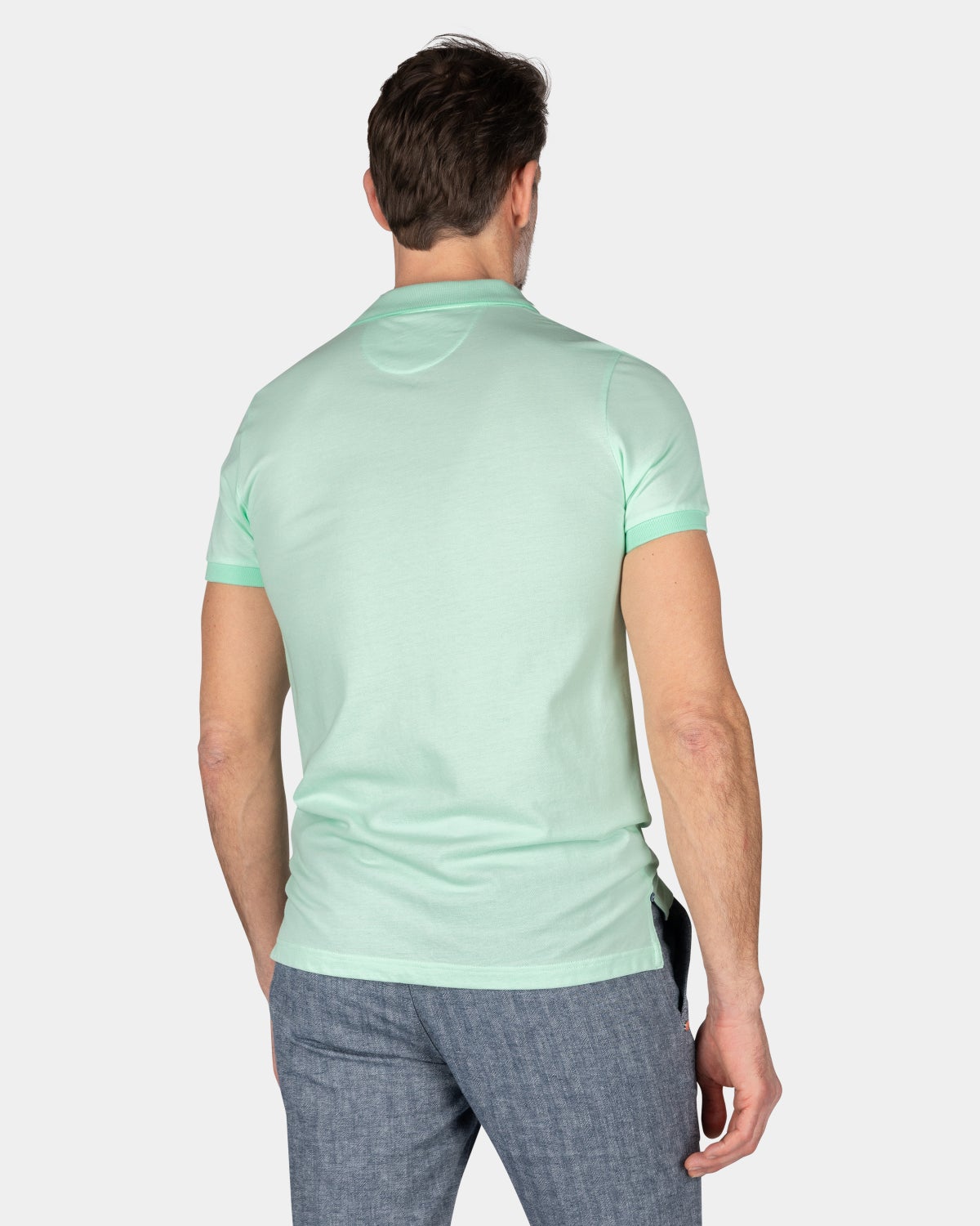 Camisa polo liso de algodón - Teal Green