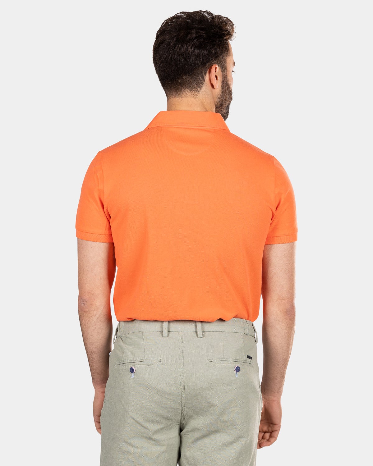 Polo uni en coton - Golden Orange