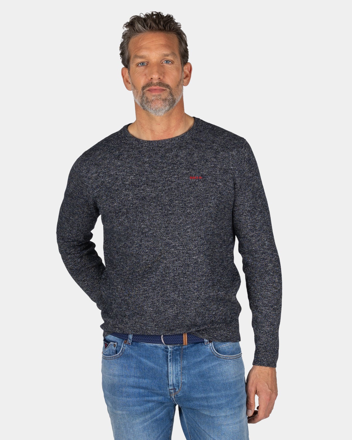 Pull en maille marine avec col rond - Winter Navy