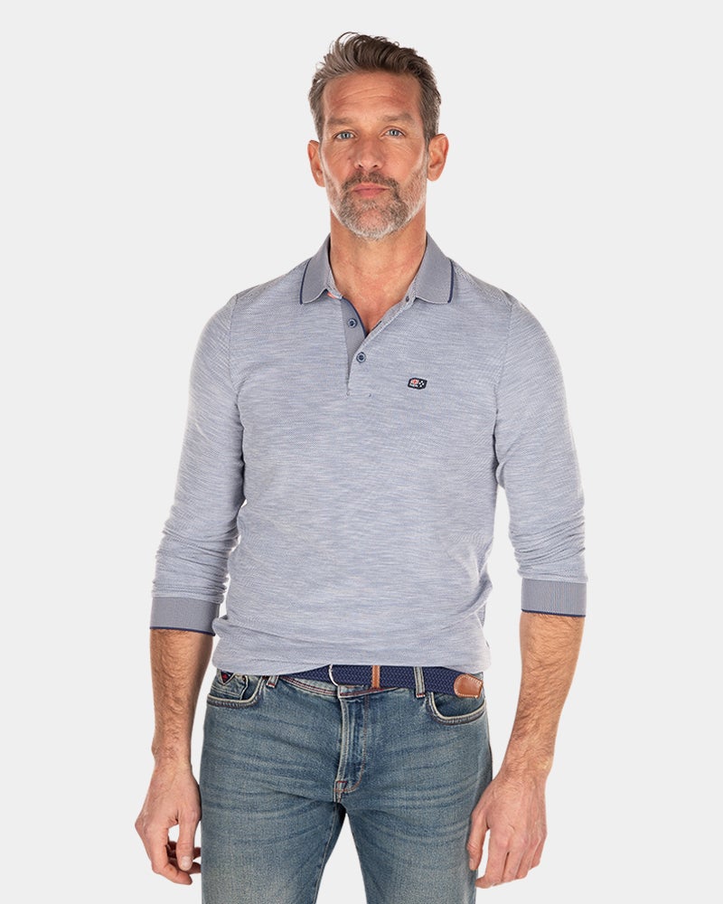 Effen poloshirt met lange mouw - Dusk Navy