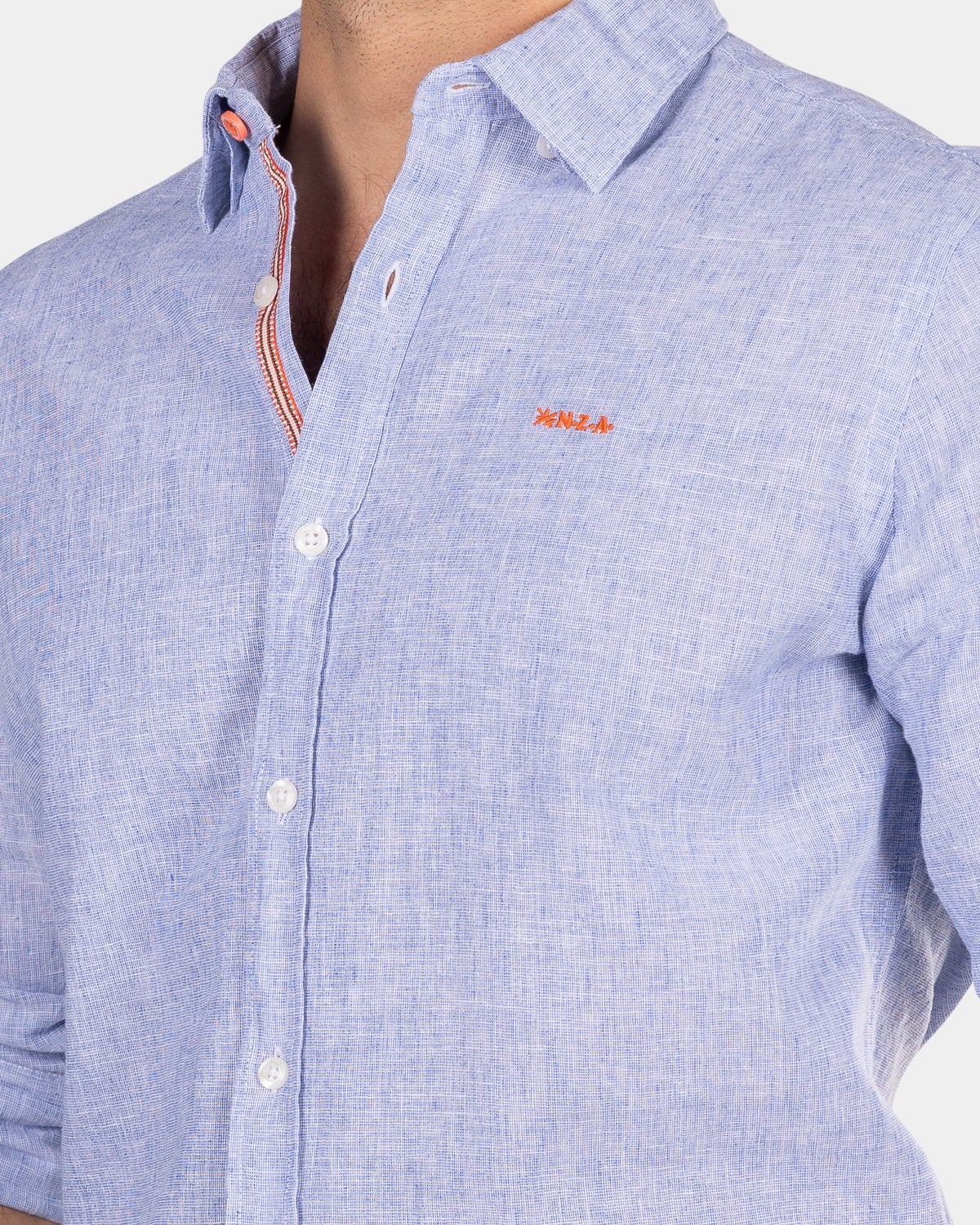 Camisa lisa de lino con manga larga - Dusk Navy