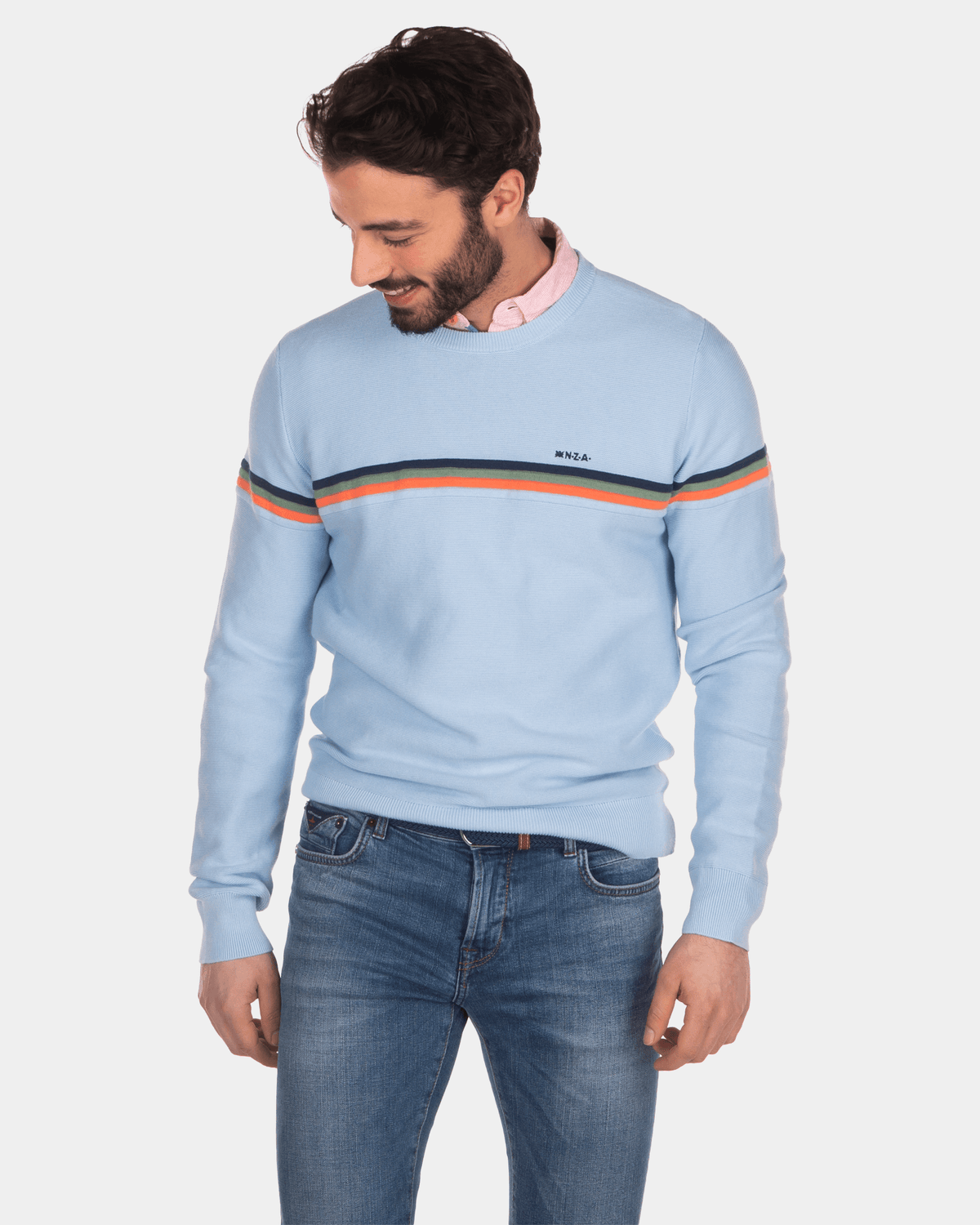 Round neck pullover light blue - Bright Sky