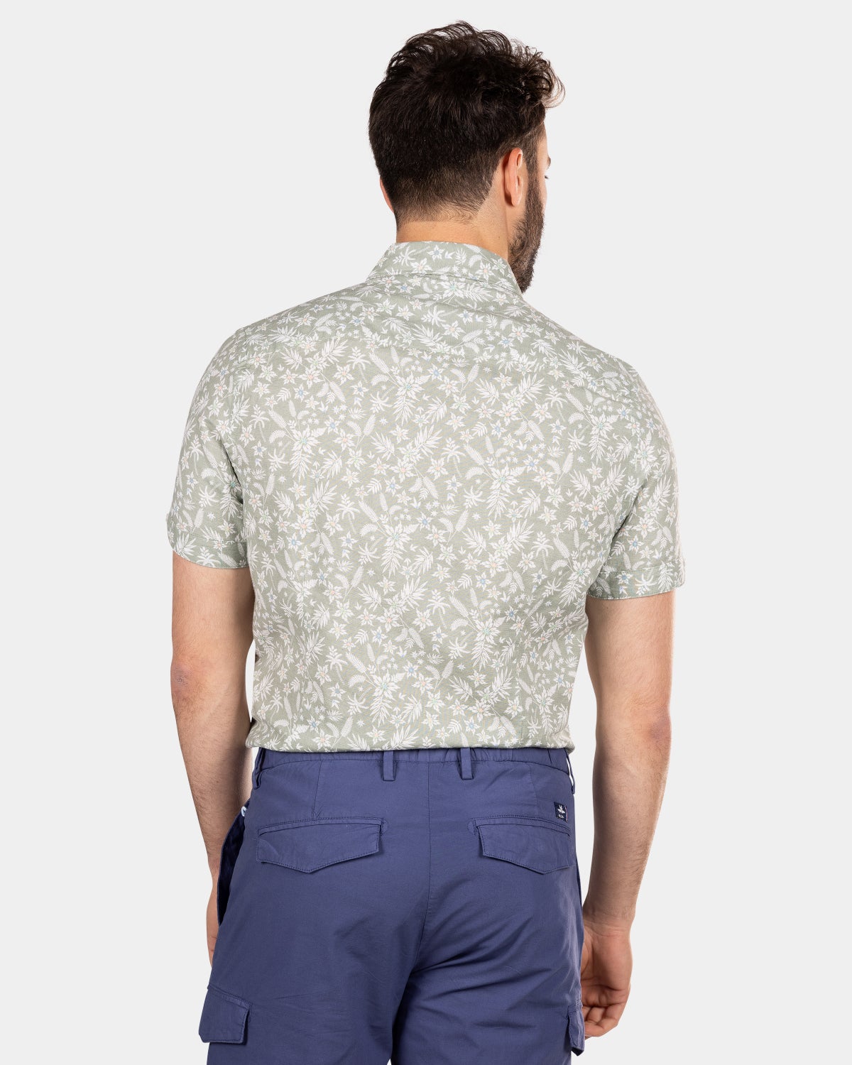 Camisa de lino de manga corta con estampado floral. - Mellow Army