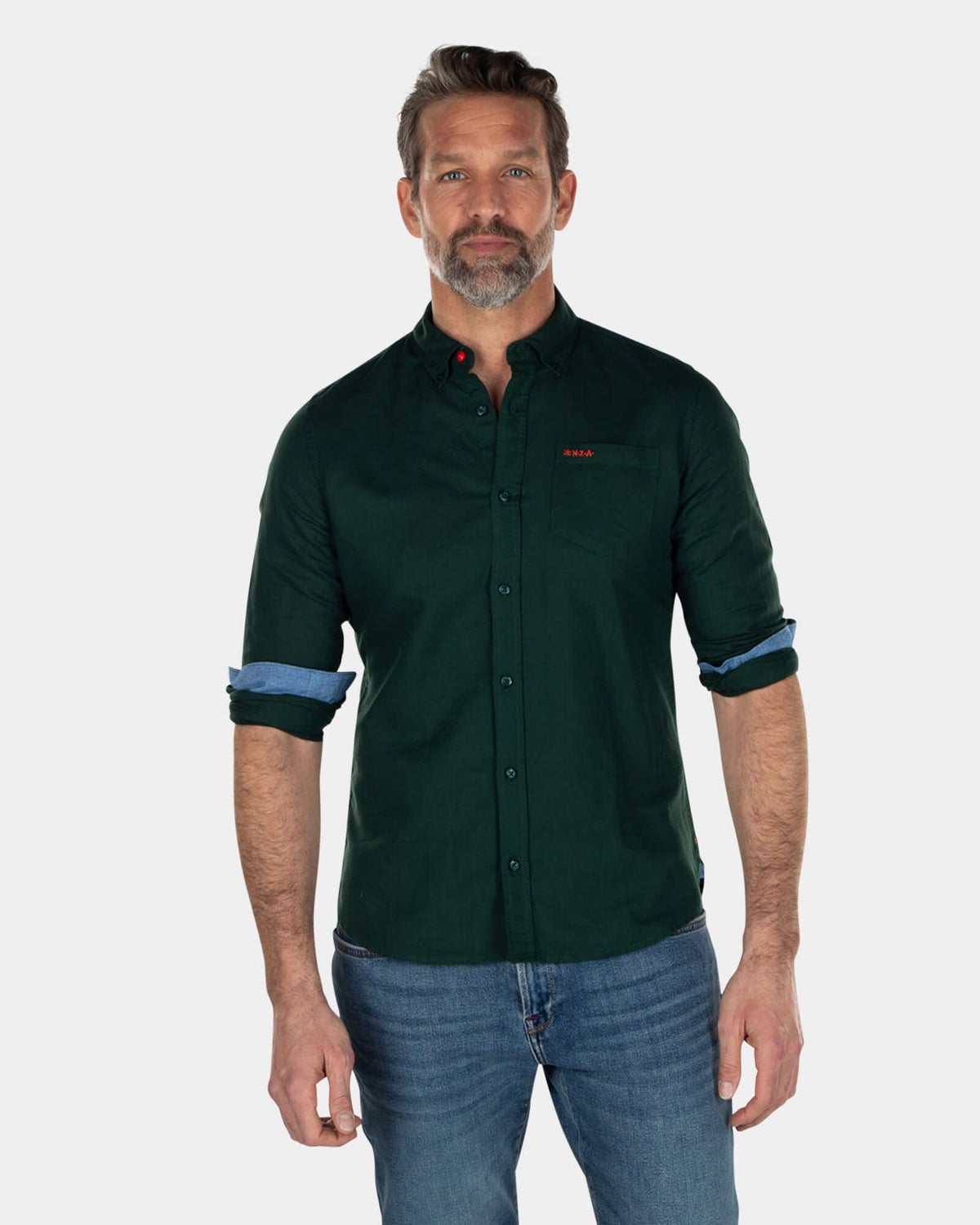 Camisa de lino de color liso - Dark Pine