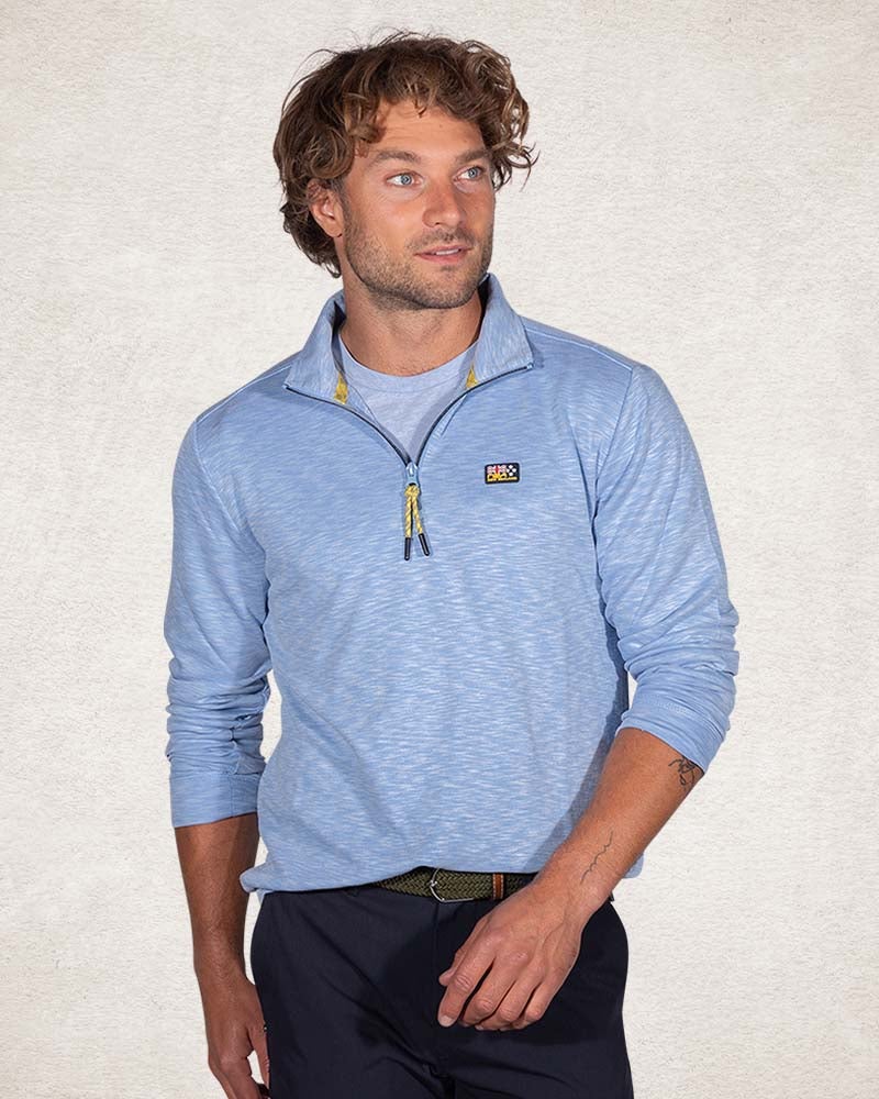 Sportieve sweater met halve rits - Pale Blue