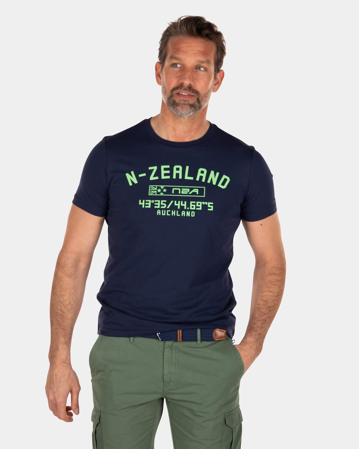 Katoenen t-shirt met print en ronde hals - Key Navy