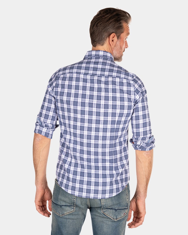 Camisa cuadros lino azul - Dusk Navy