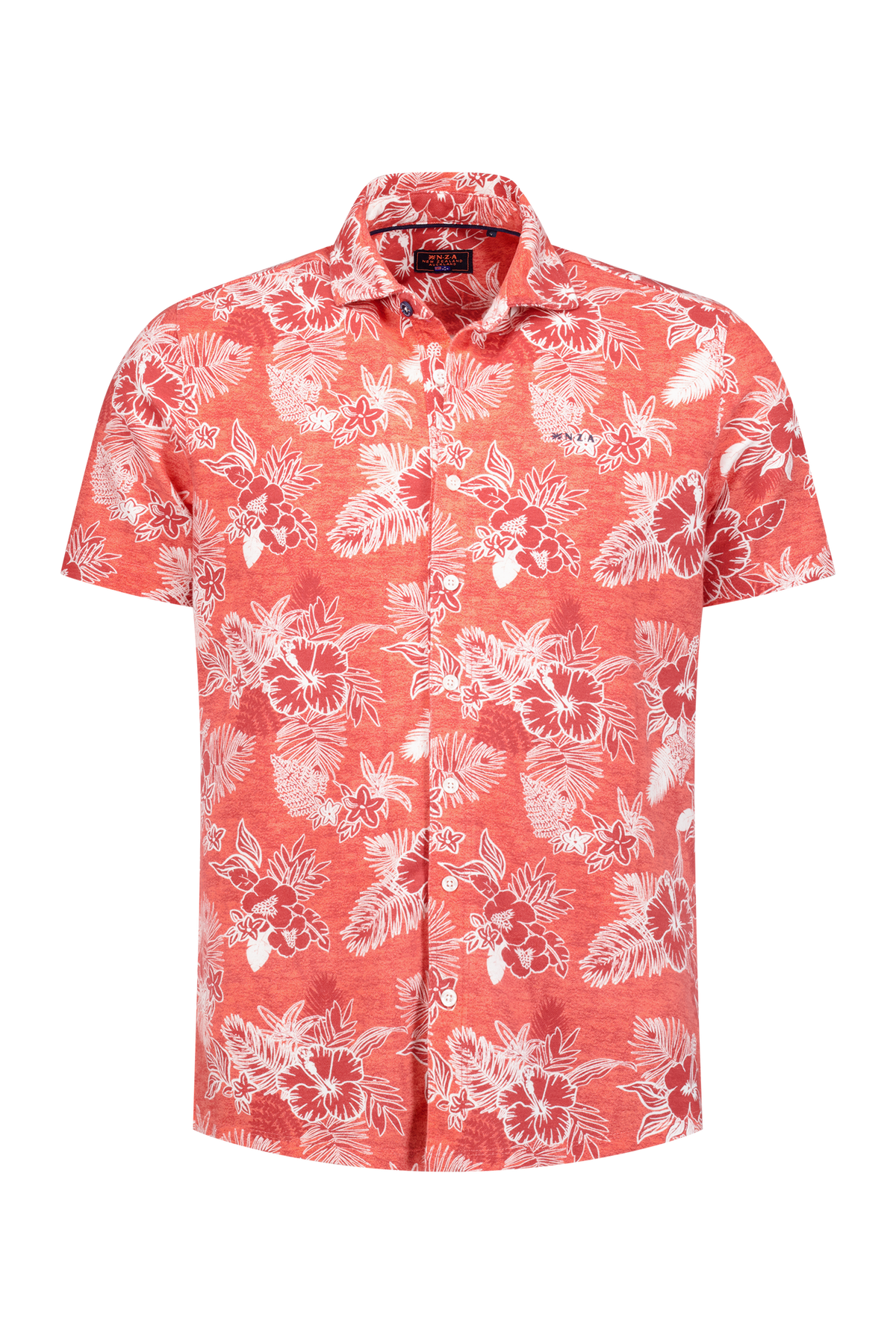 Chemise orange ﾈ fleurs blanches - Fresh Orange