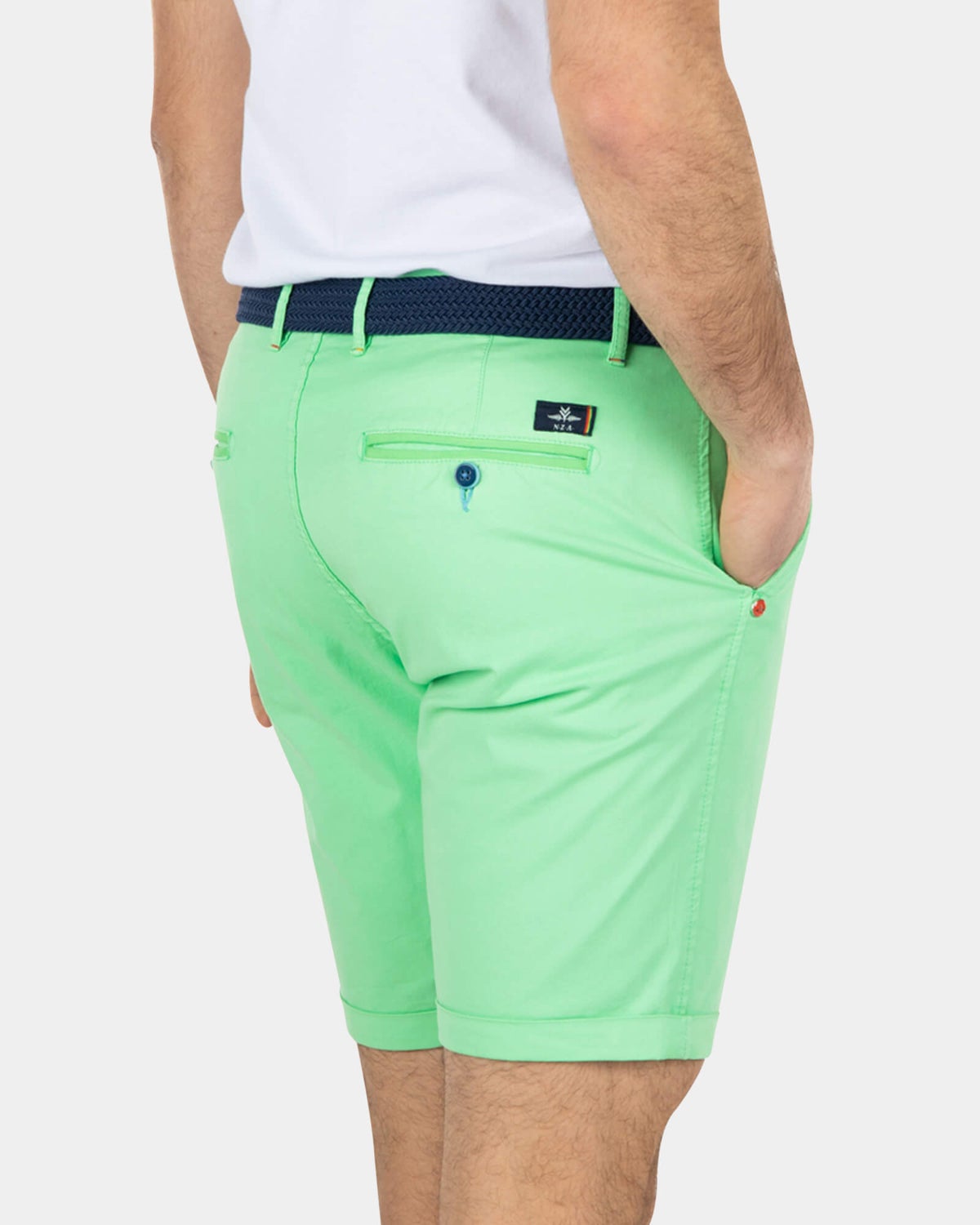 Katoenen stretch chino shorts - Sea Green