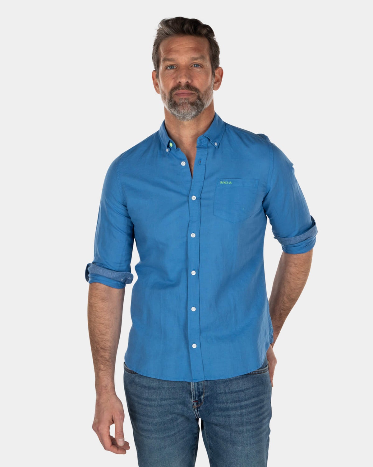 Camisa de lino de color liso