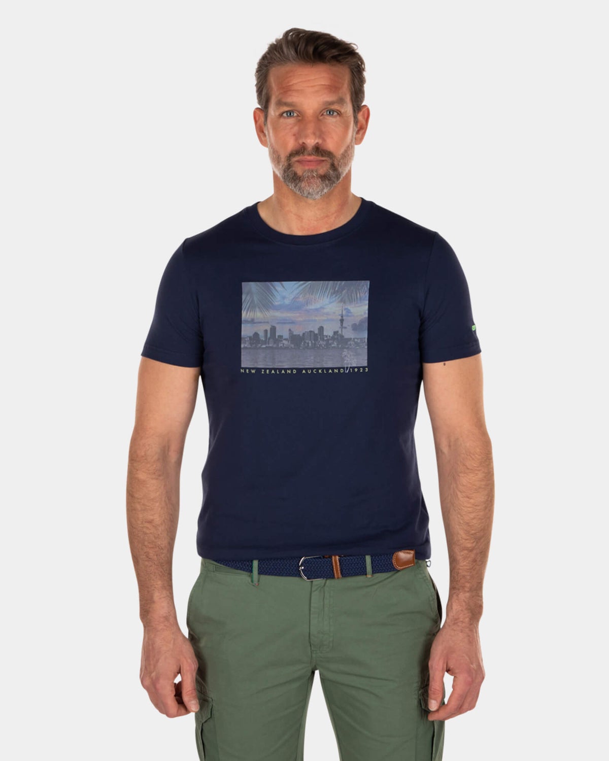 Katoenen t-shirt met skyline print - Key Navy